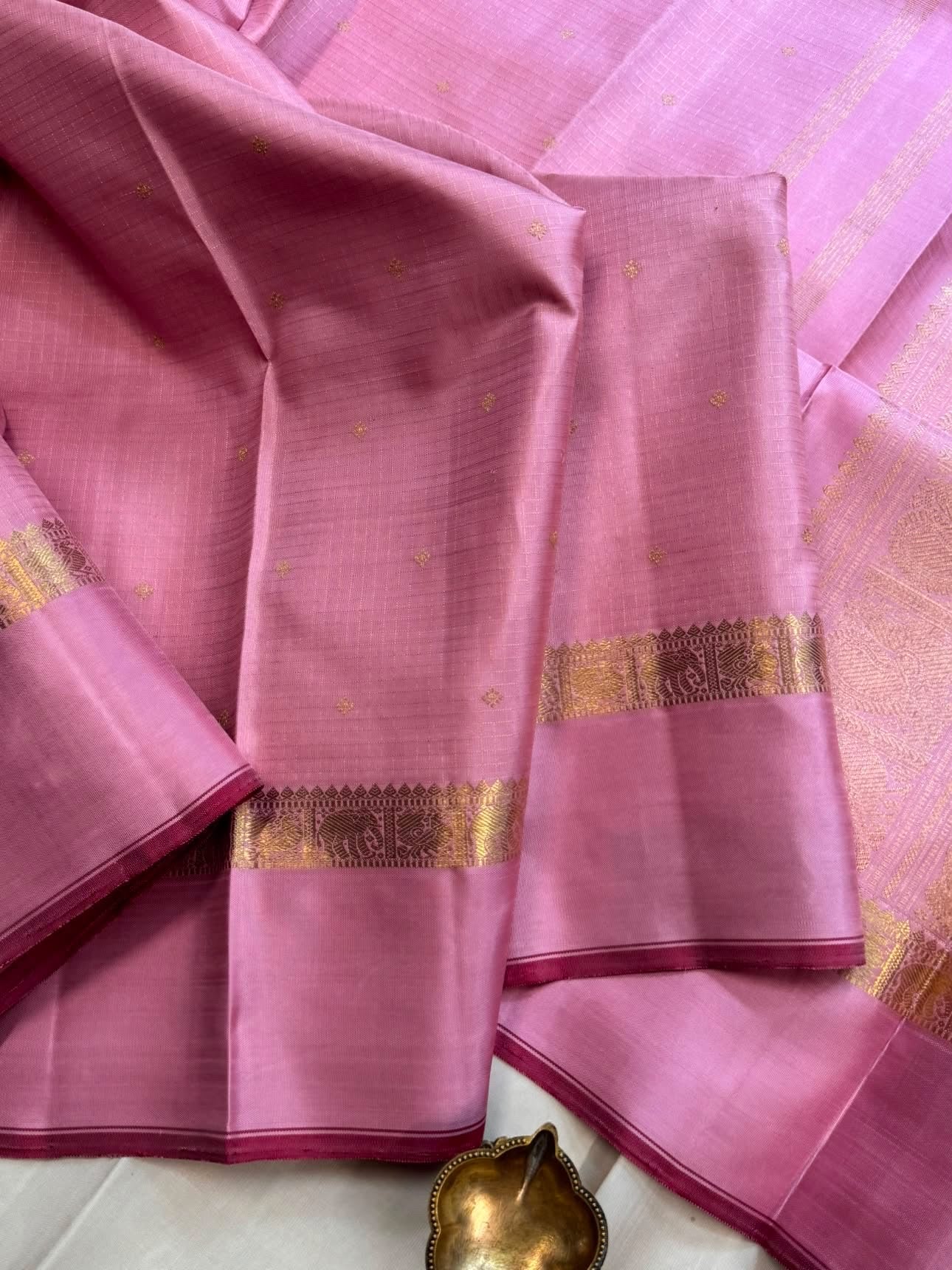 Light pink pure Zari Kattam / kanjipuram silk saree CLSA 10366