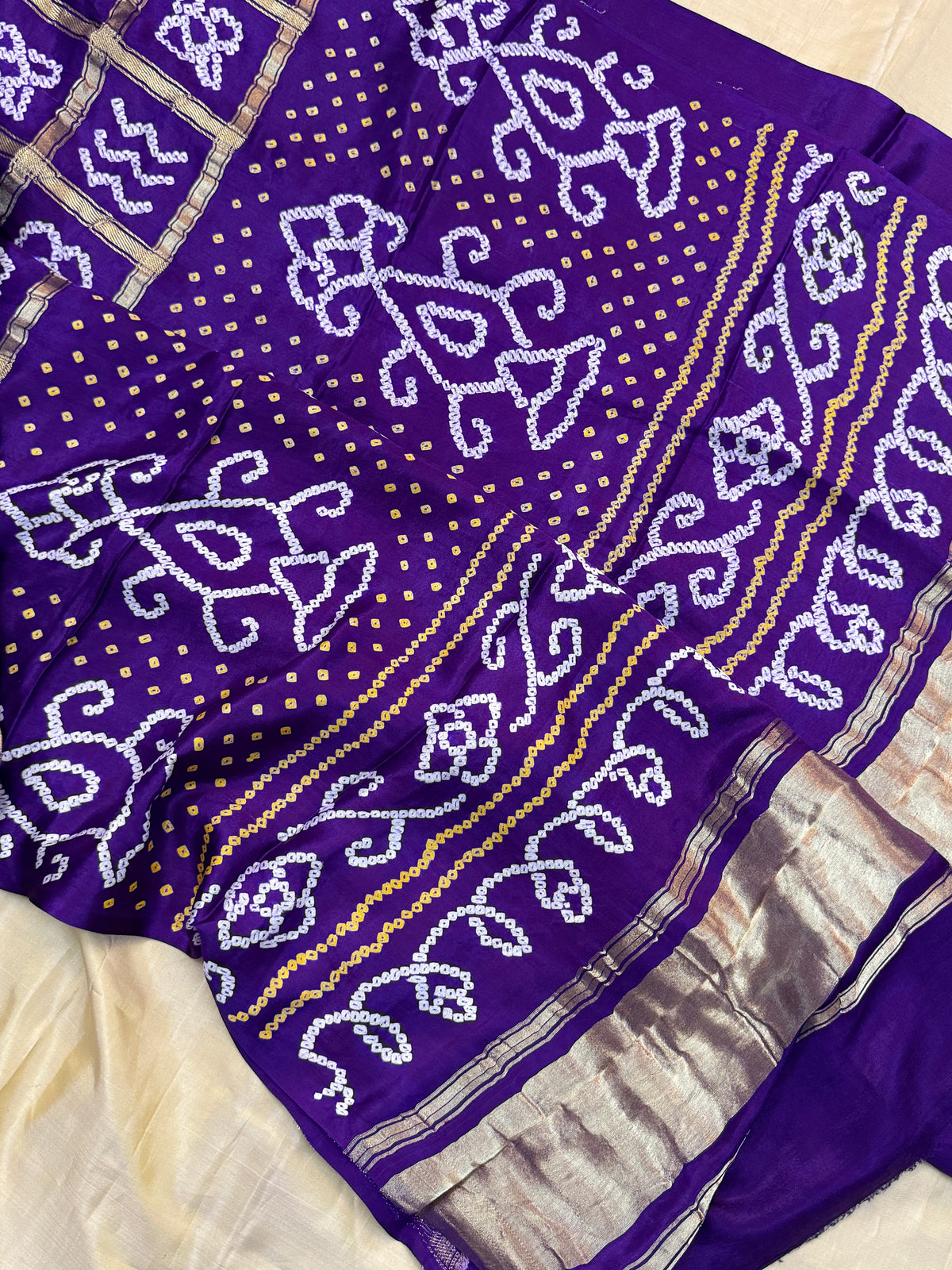 Deep purple bandhini and gajji silk saree clsa 11941