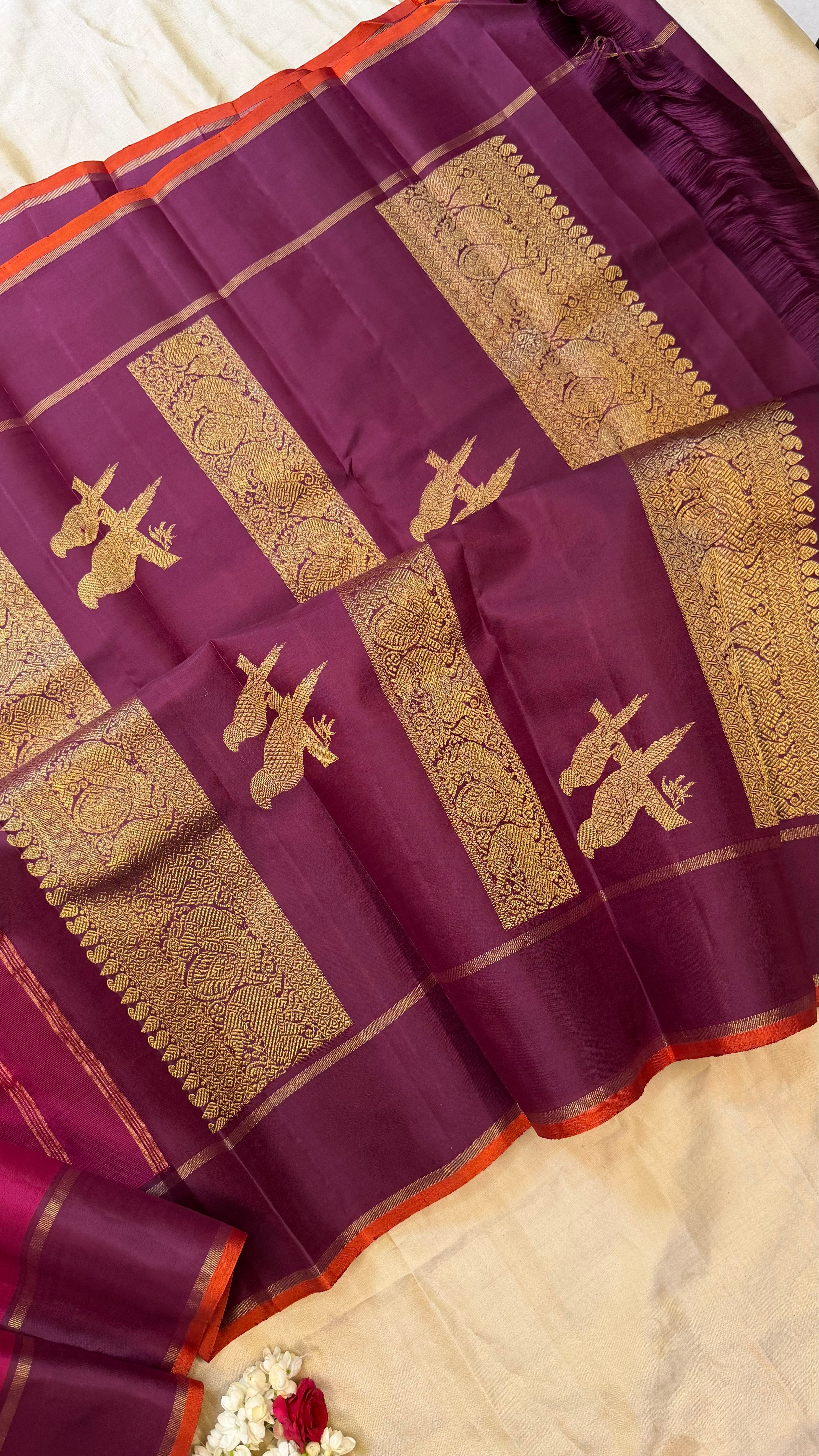 Pink and purple / kanjipuram silk