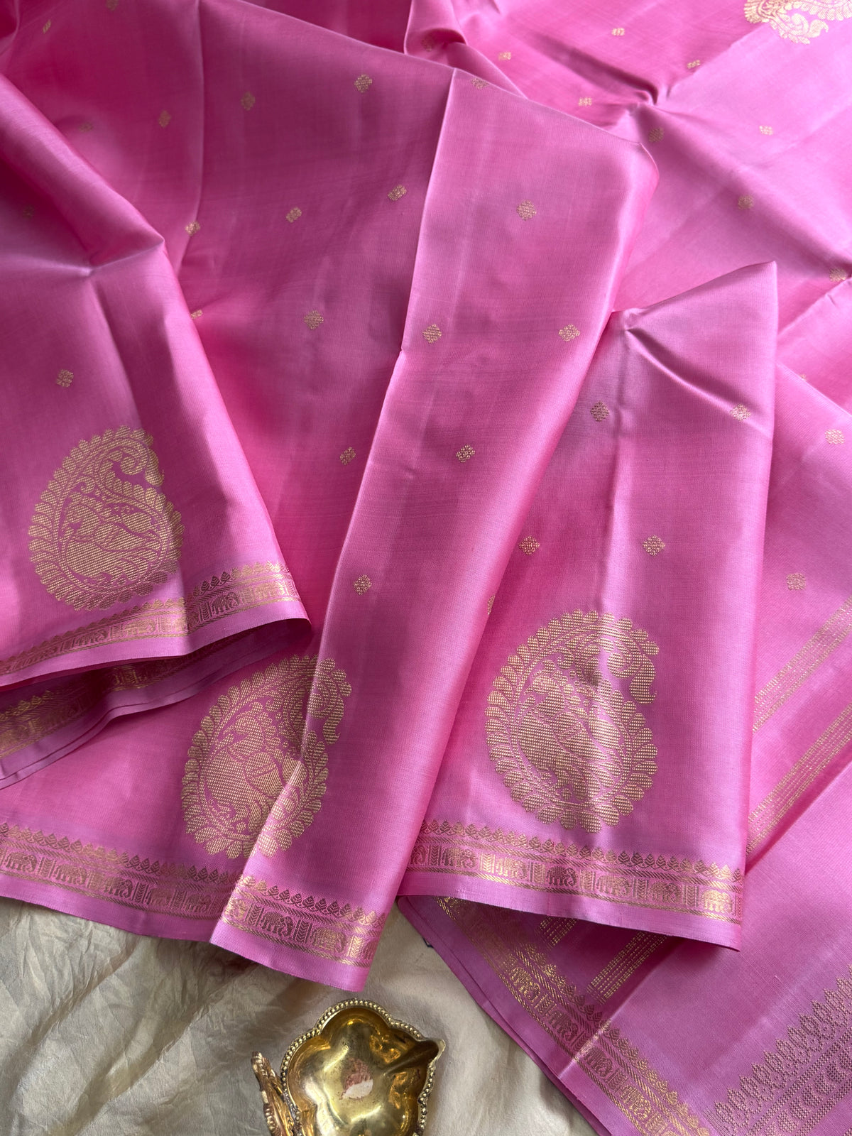 Lotus pink  with adai border beetu Butta pure zari/kanjipuram silk saree clsa 11416