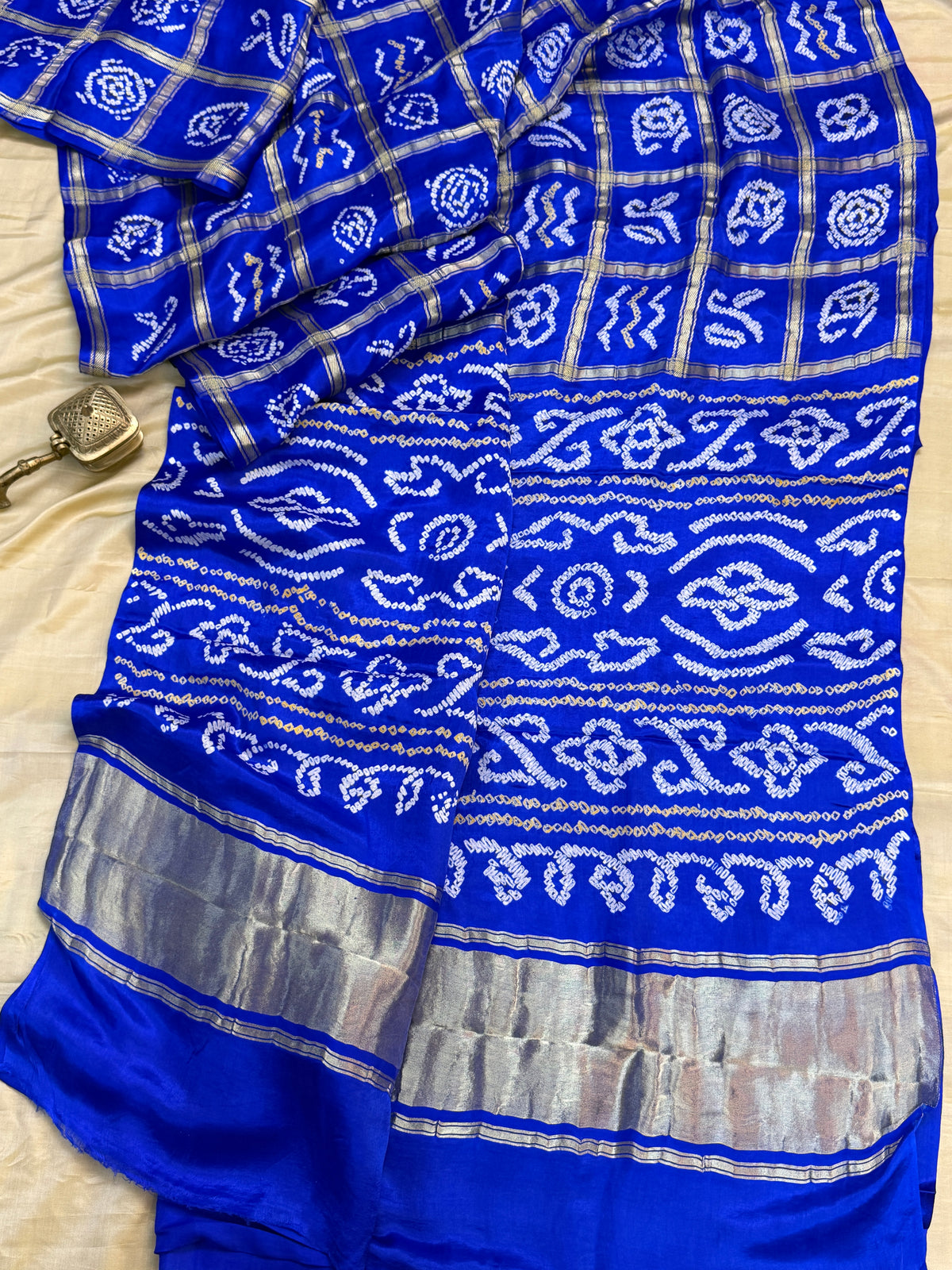 Ms blue bandhini and gajji silk saree clsa 11942