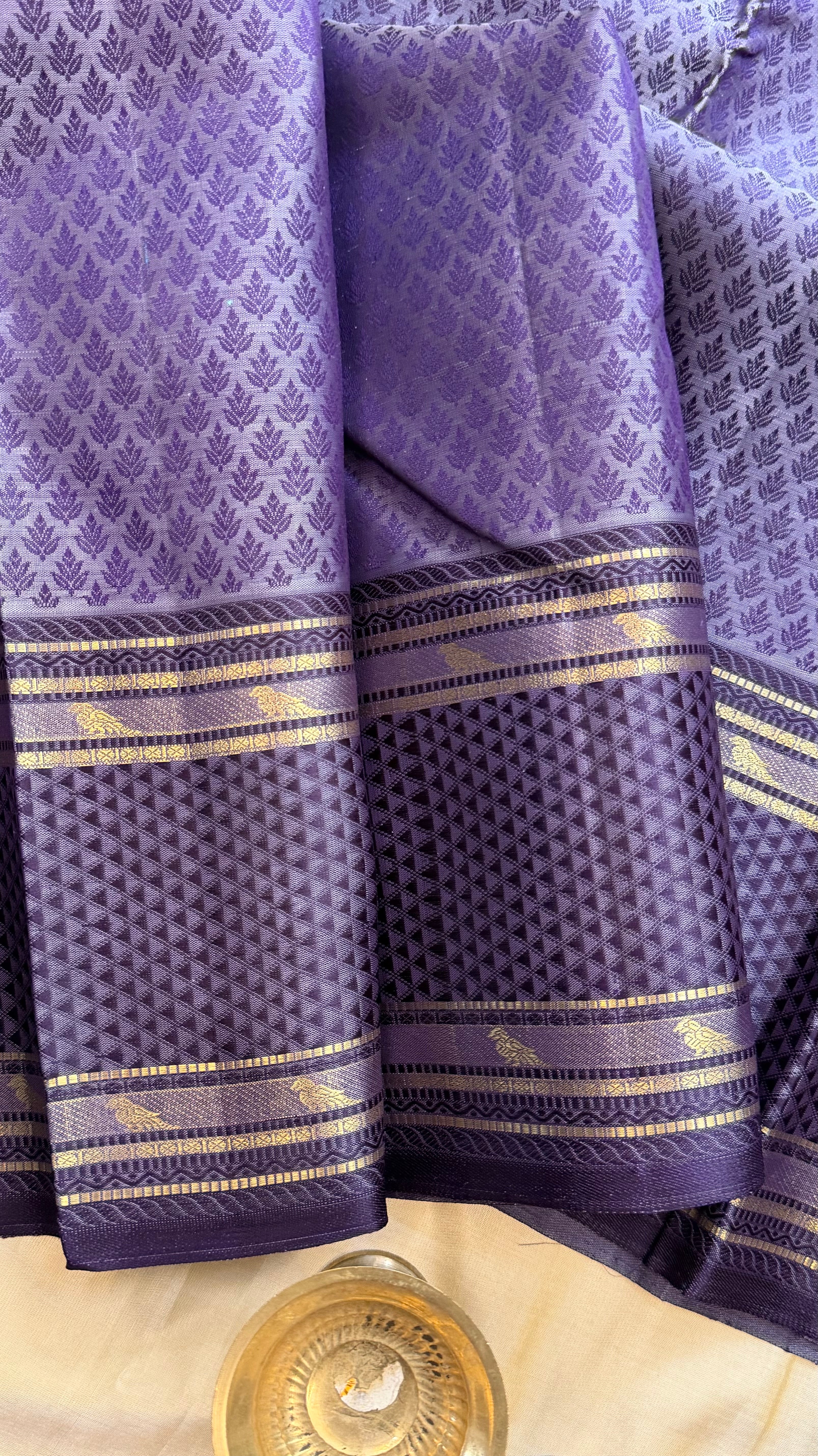 Lavender thread work / Kanjipuram silk
