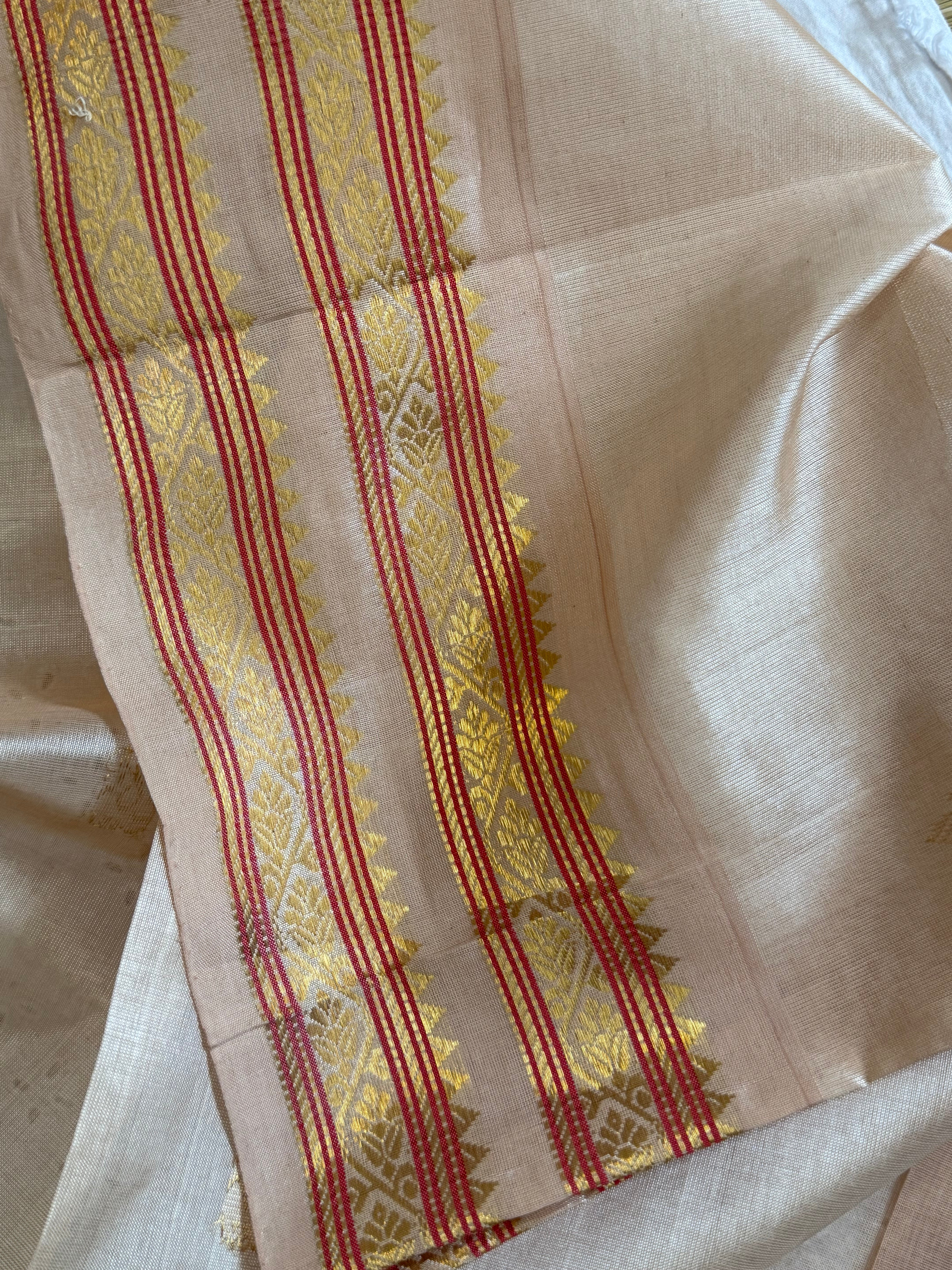 Dark green and cream varisapet border / Silk Cotton