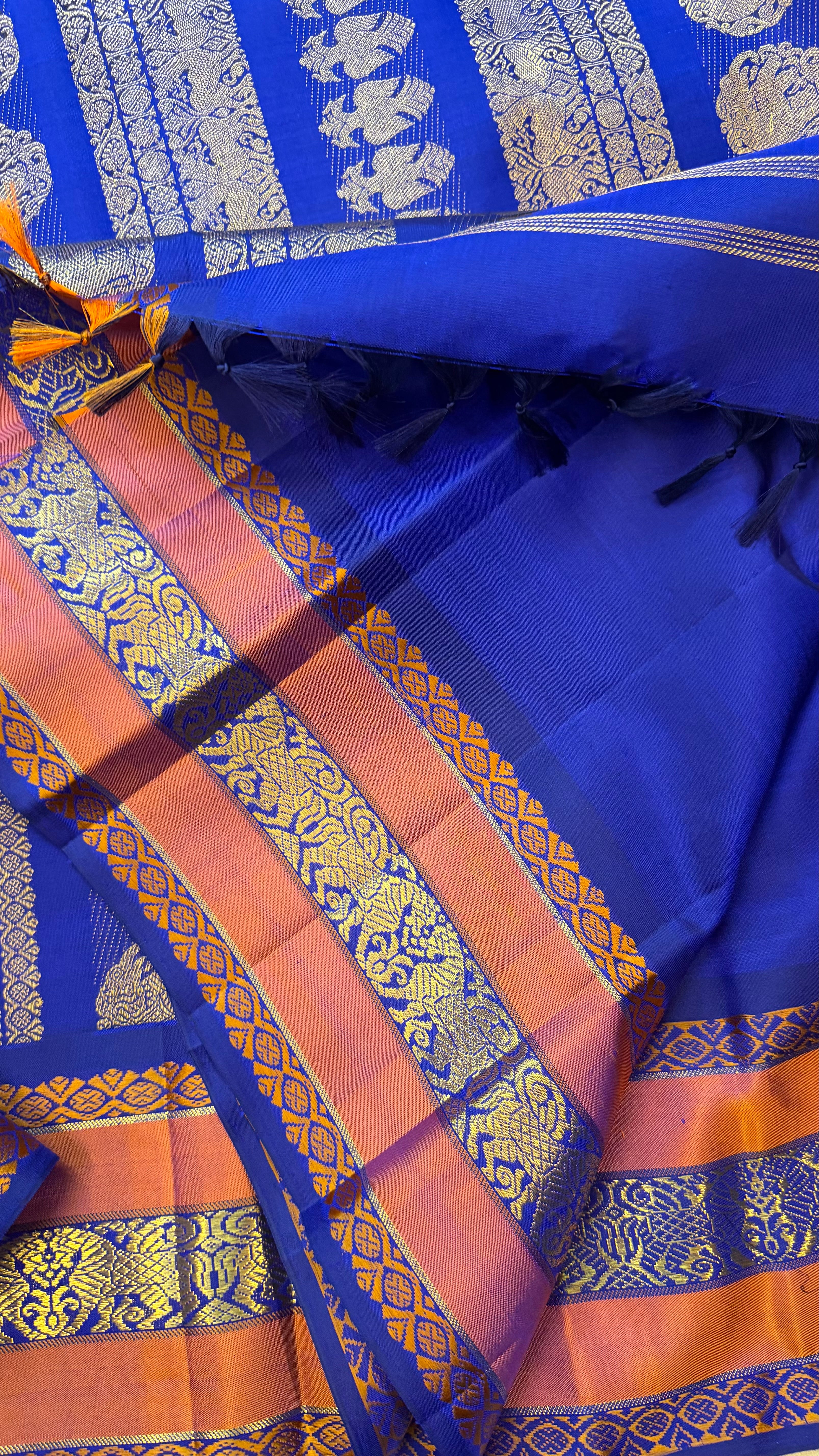 Royal blue horse pet   master weaver / Kanjipuram silk