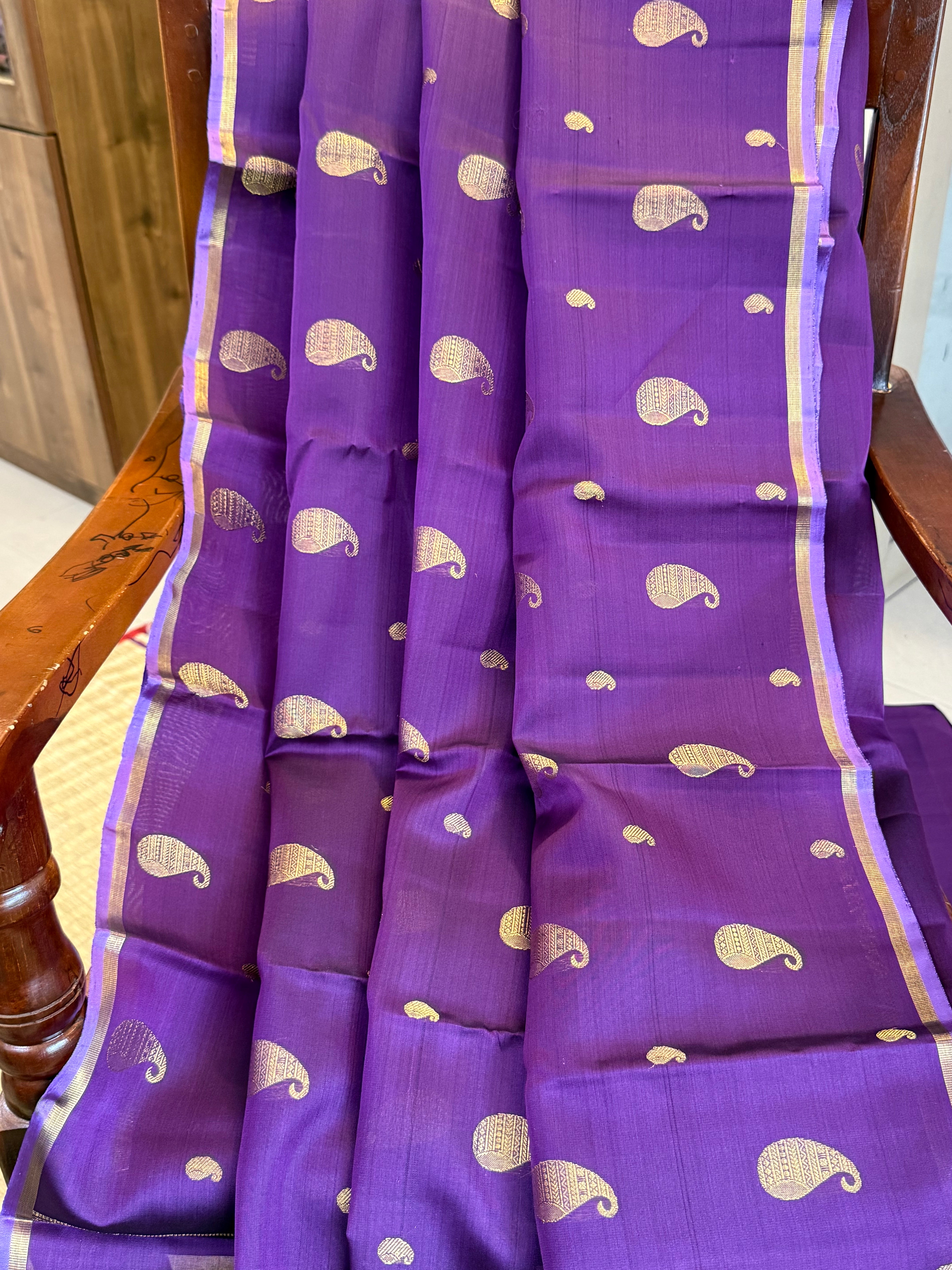 Organza border less saree