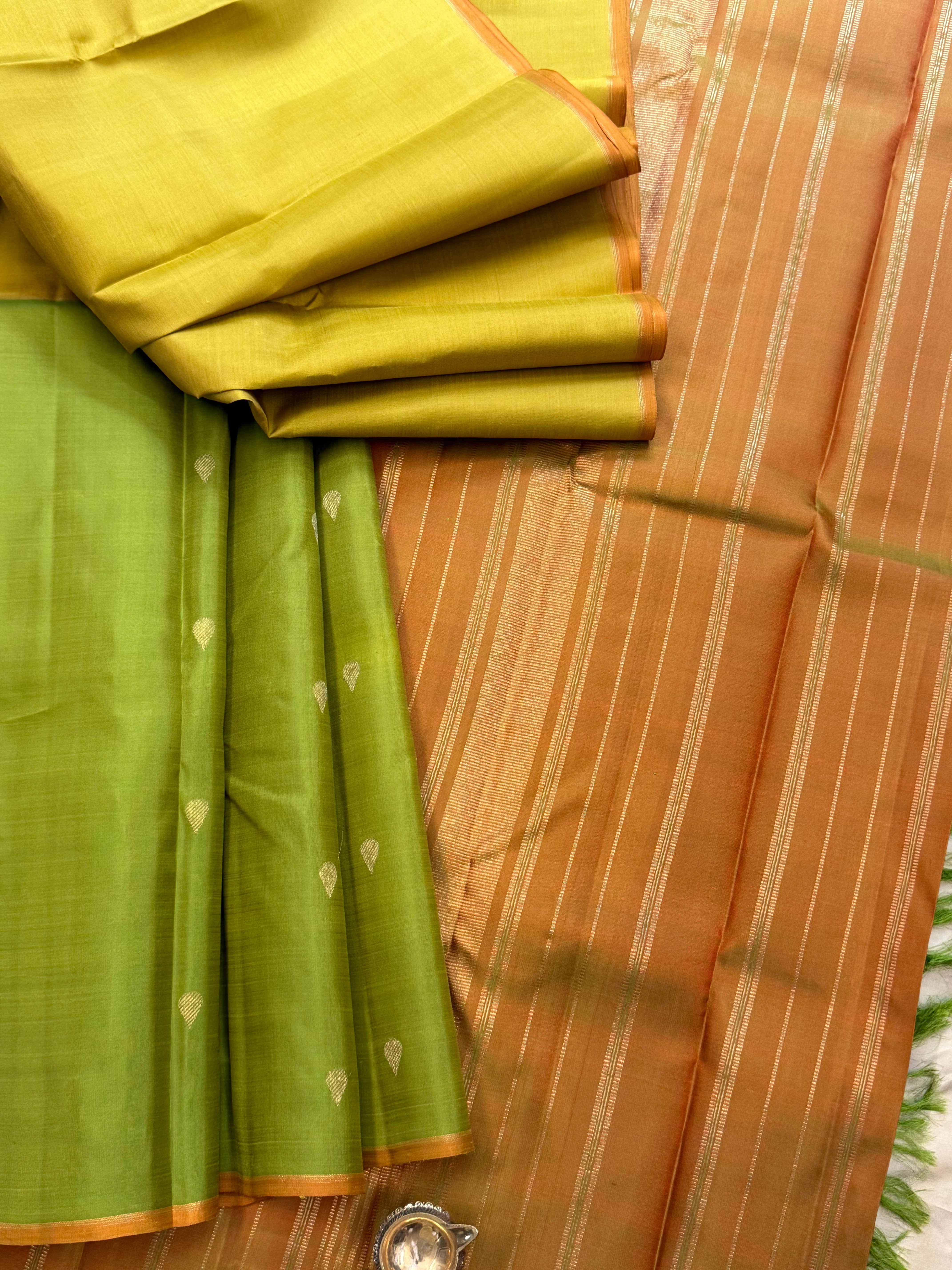 Green half an half / kanjipuram silk