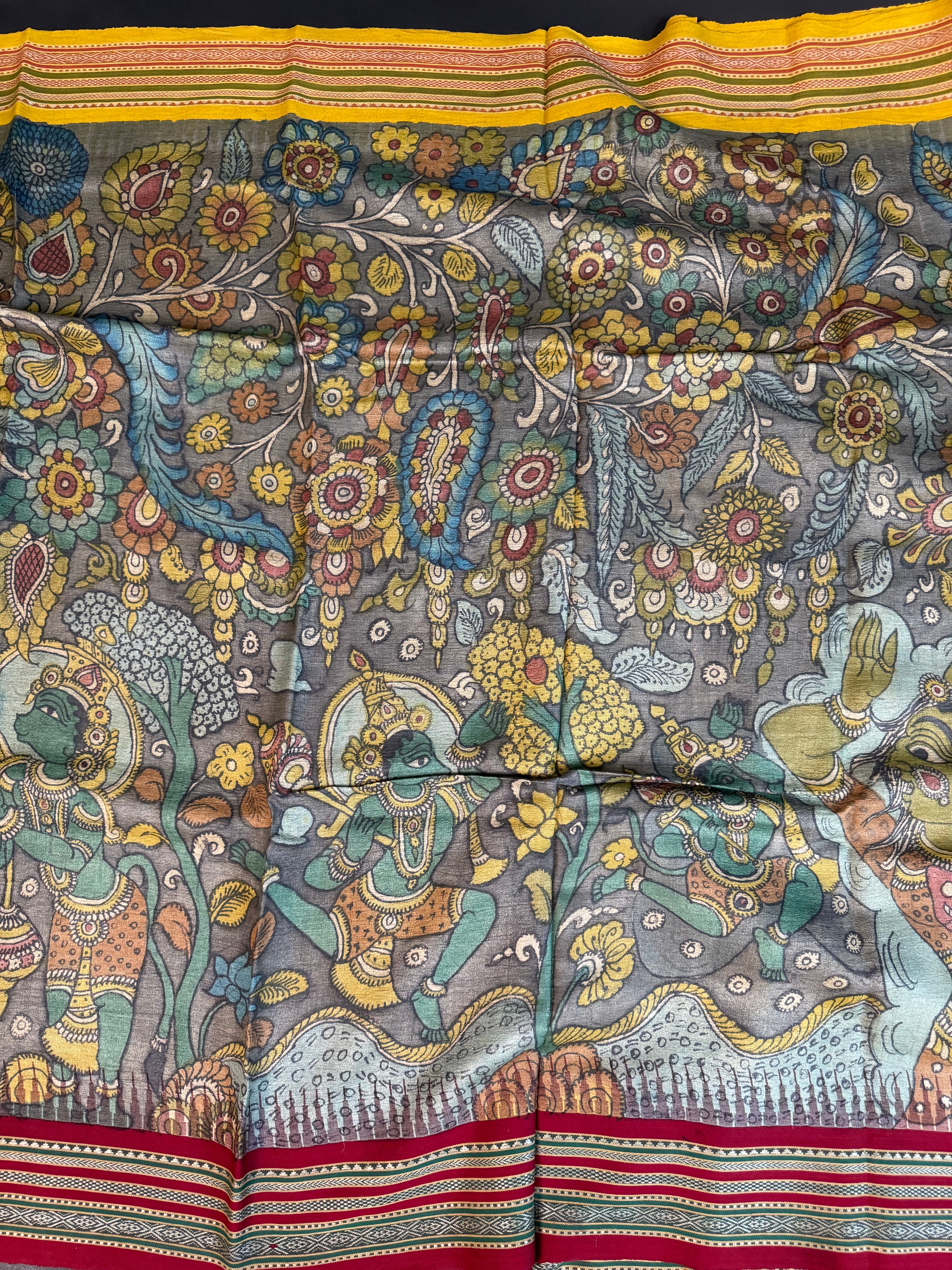 Pen kalamkari Vidharba Tussar Saree