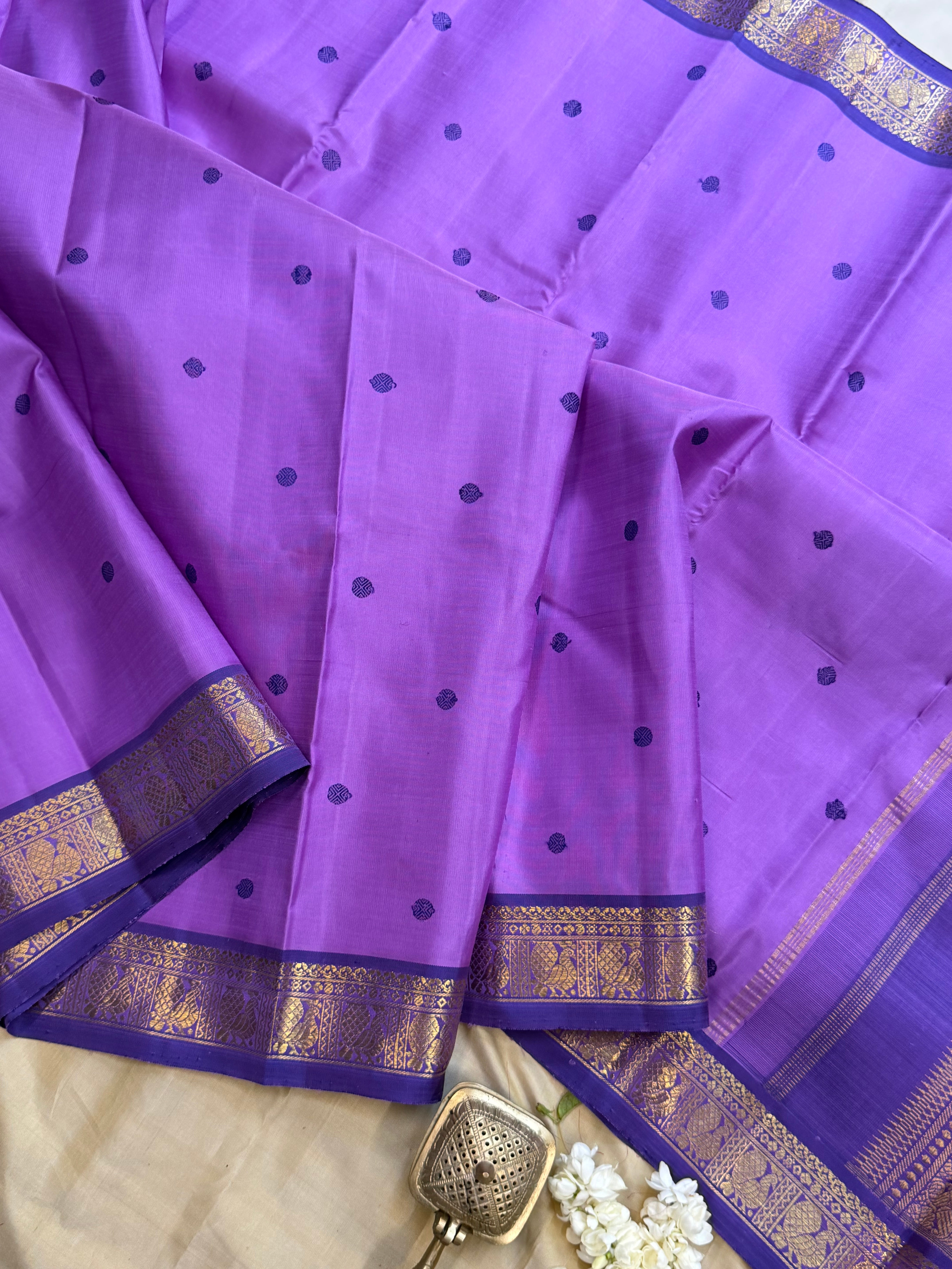 Lavender small border / Kanjipuram silk saree clsa 11442