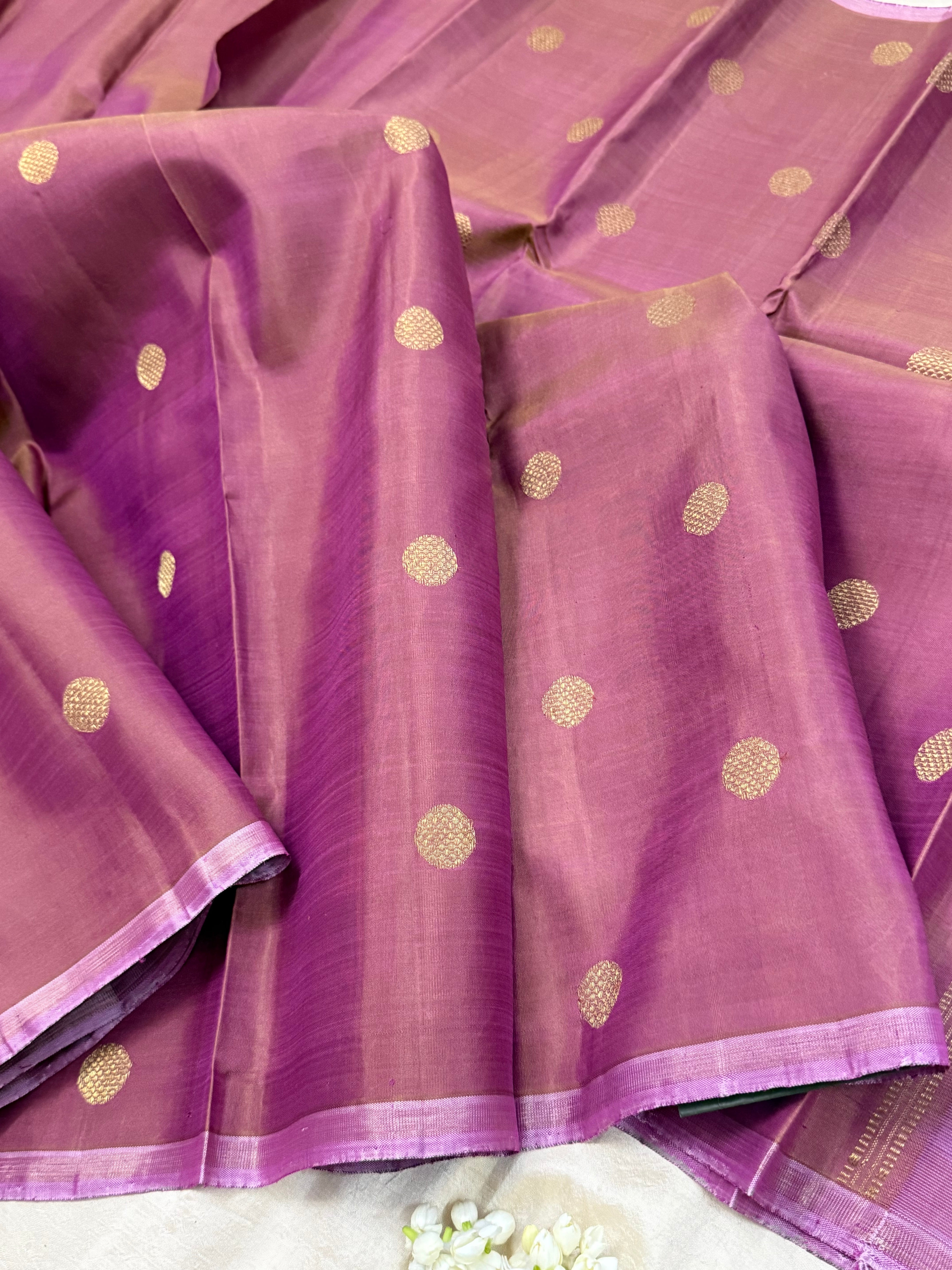 Mauvish pink borderless/ kanjipuram silk