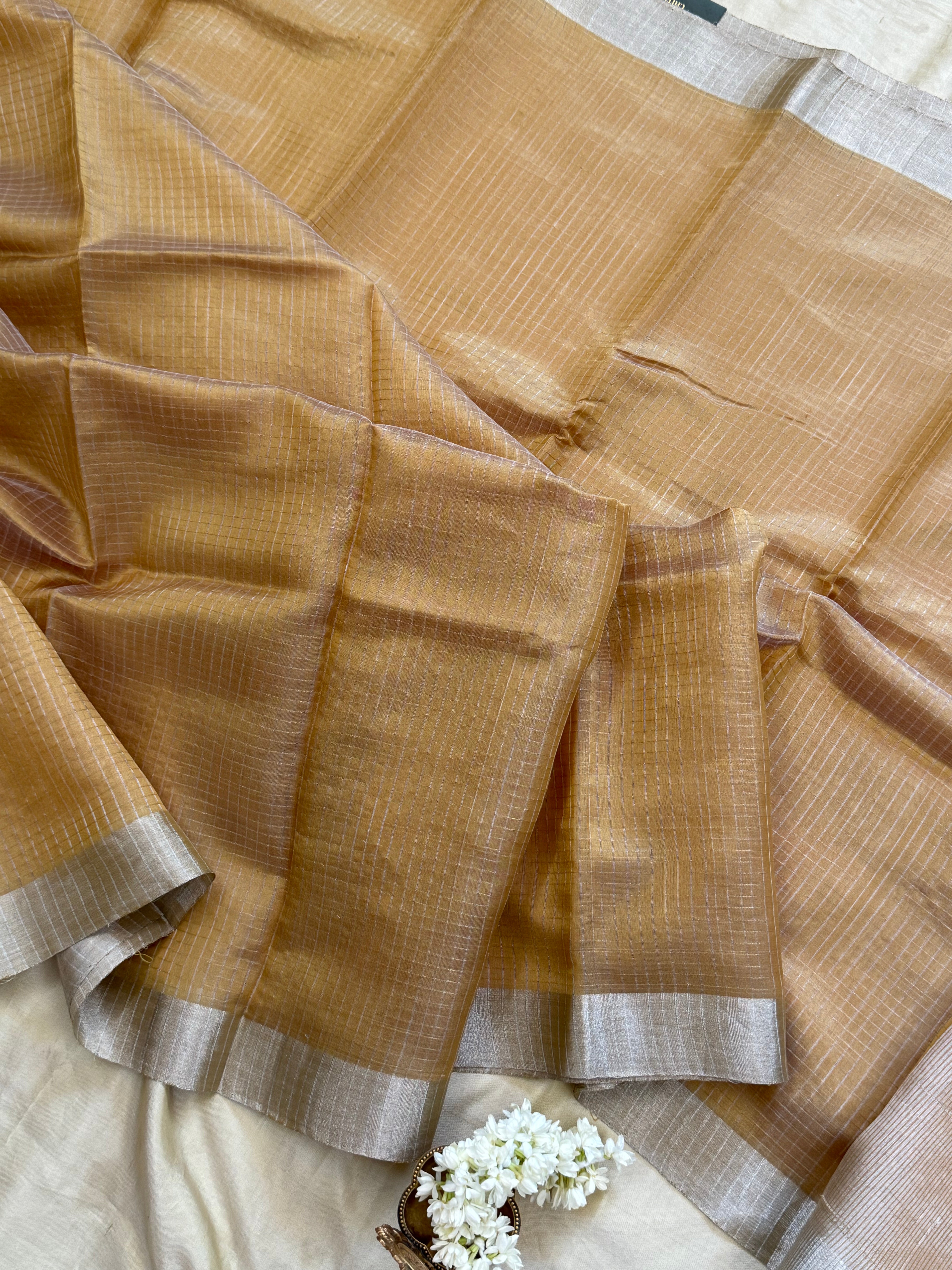 Mustard silver checks/ Chanderi silk CLSA10868