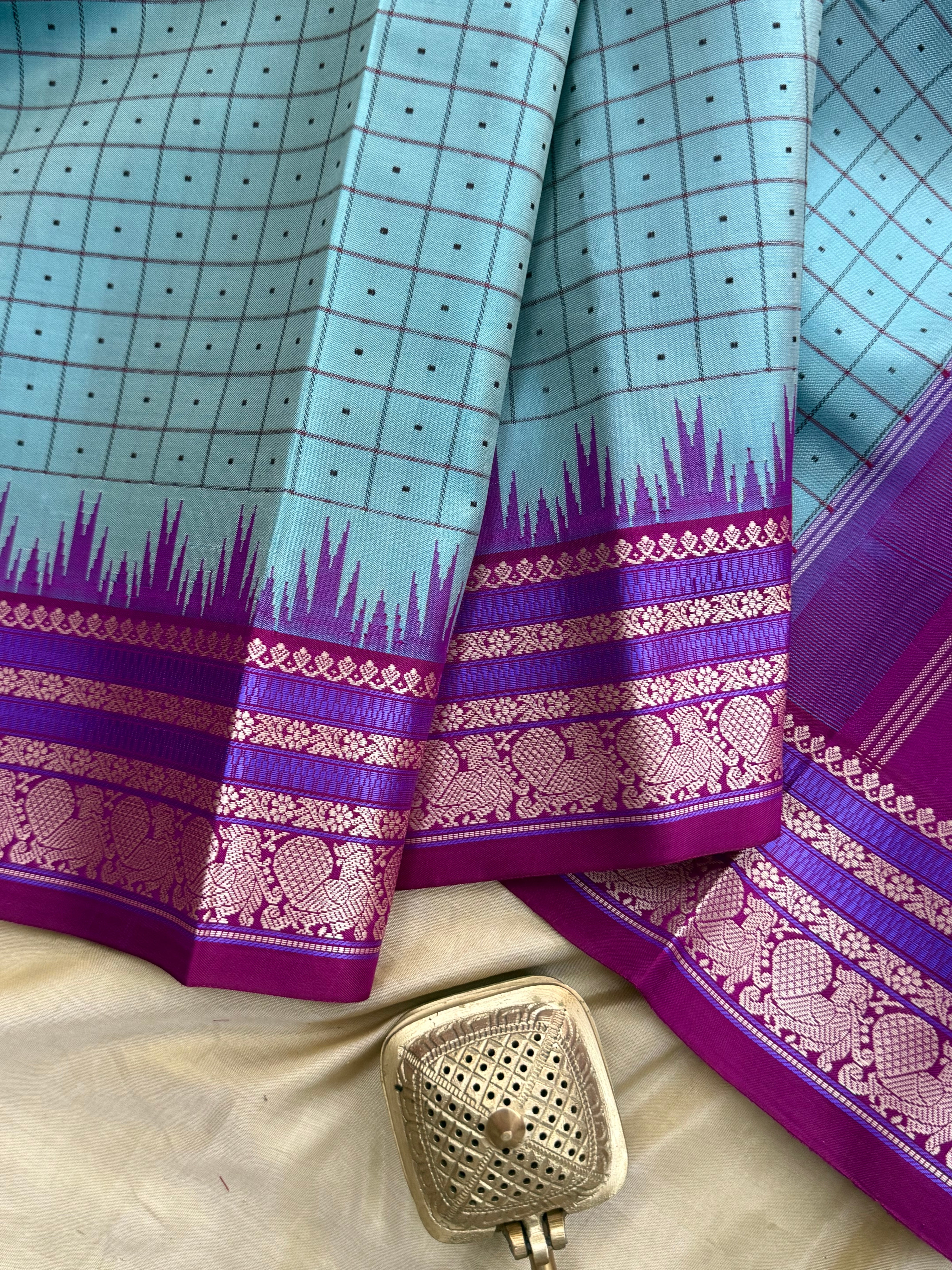 Blue Laksham Butta with temple border/special edition CLSA10478