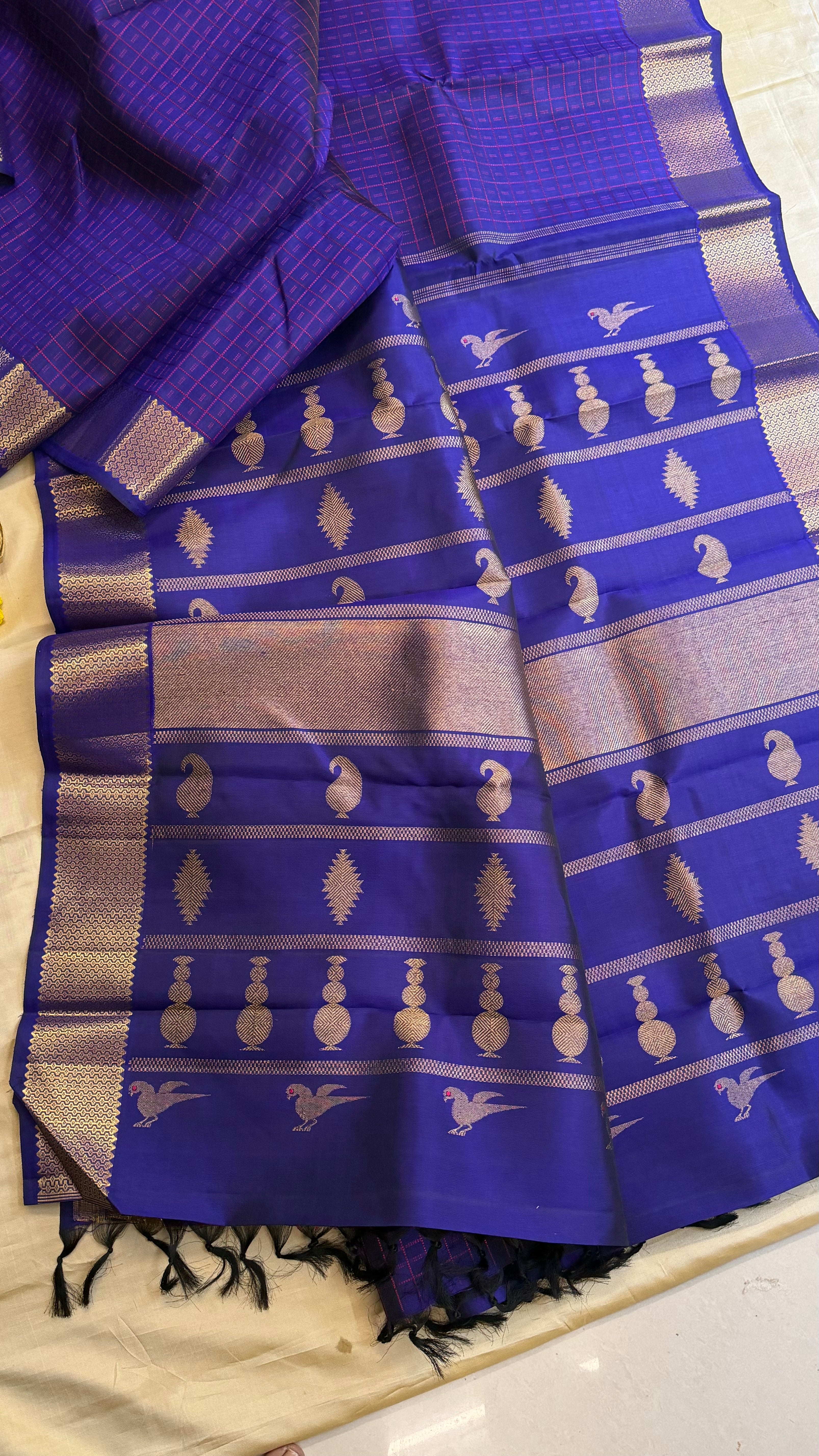 Purplish Blue lakshambutta/ Kanjipuram Silk