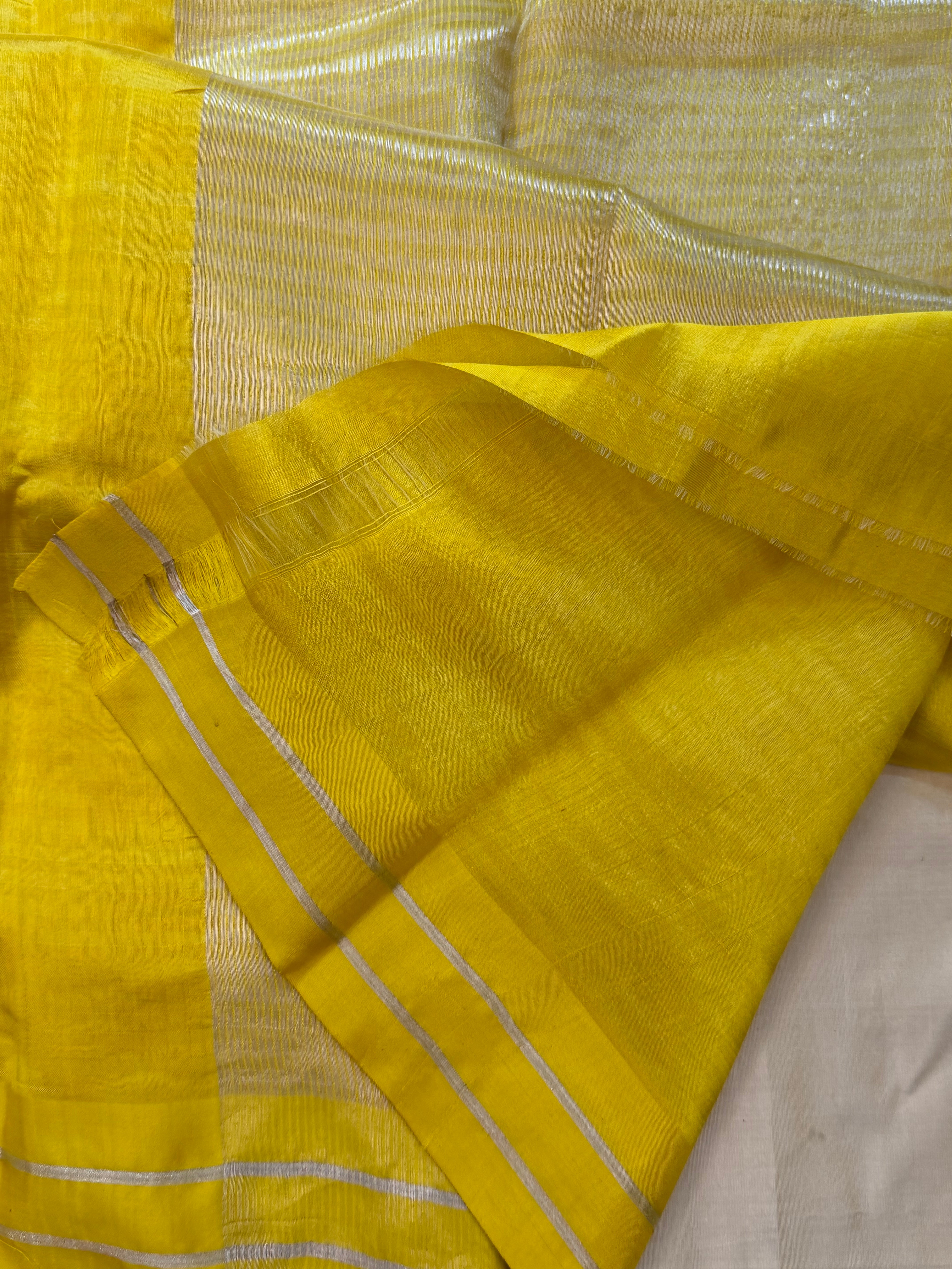 Yellow Butta saree   / revival Chanderi silk