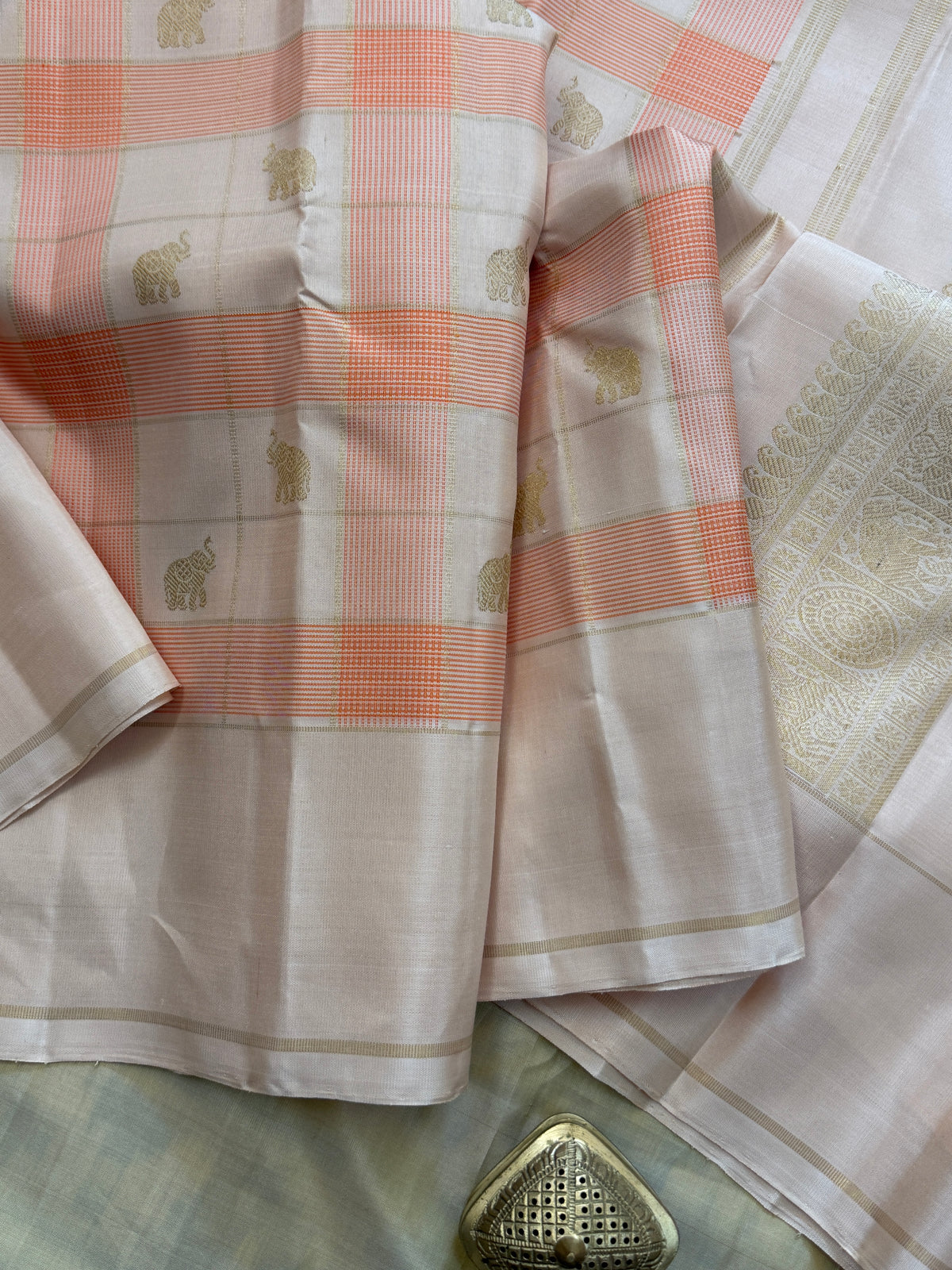 Pastel Chettinad kattam / Kanjipuram silk clsa 11628