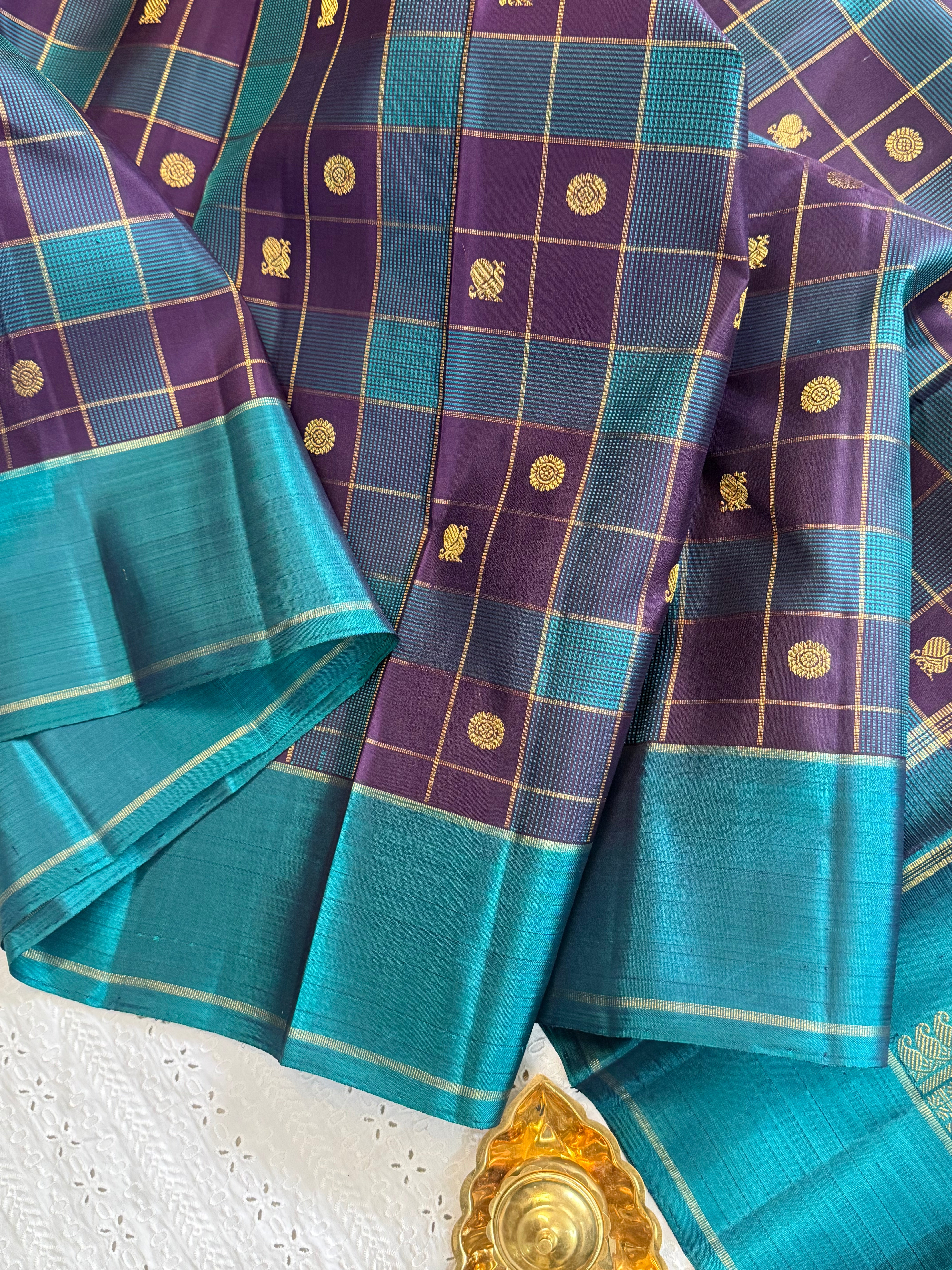 Teal blue and pakku Chettinad kattam