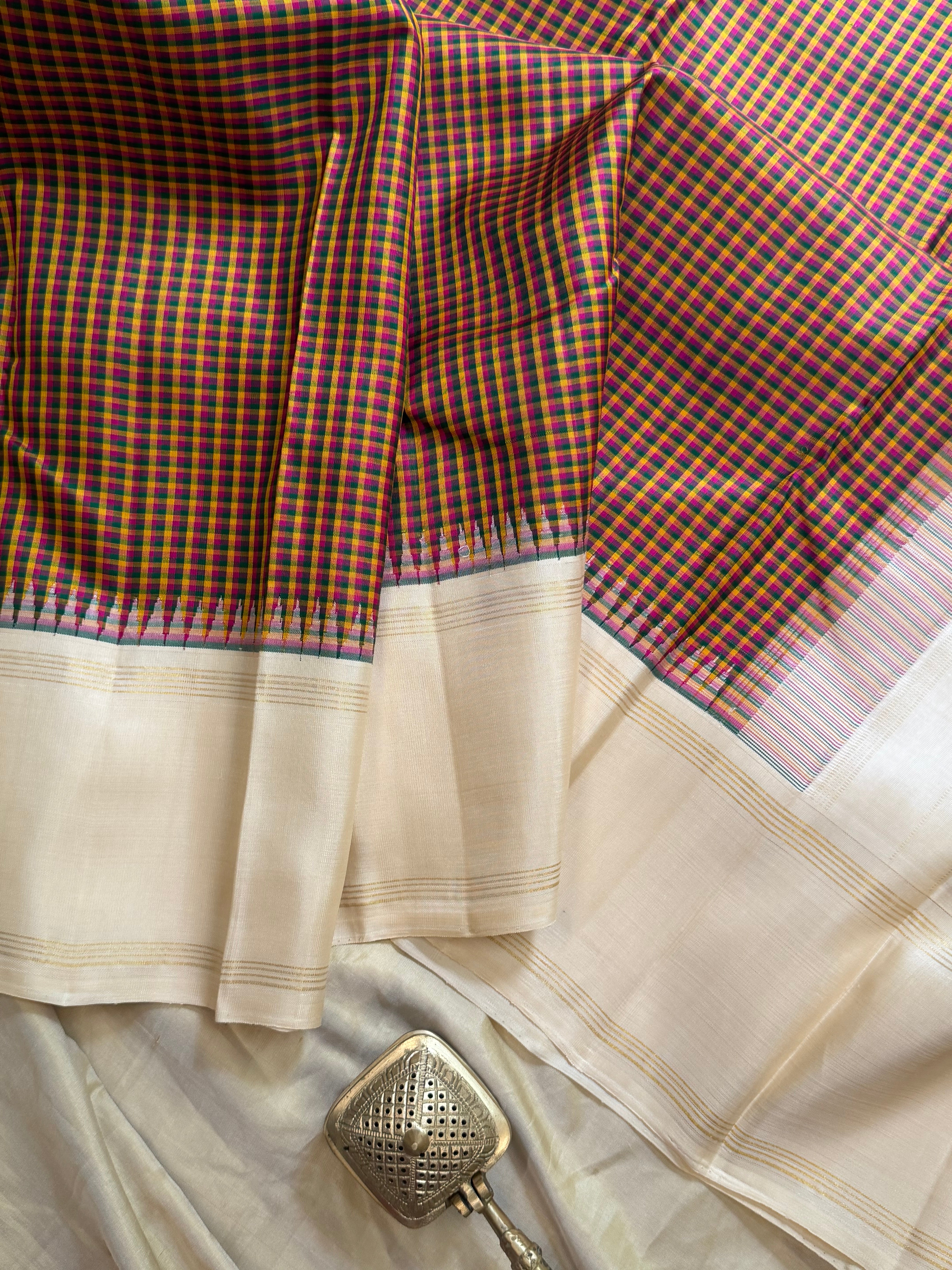 Multi color Kattam Korvai / Arani silk