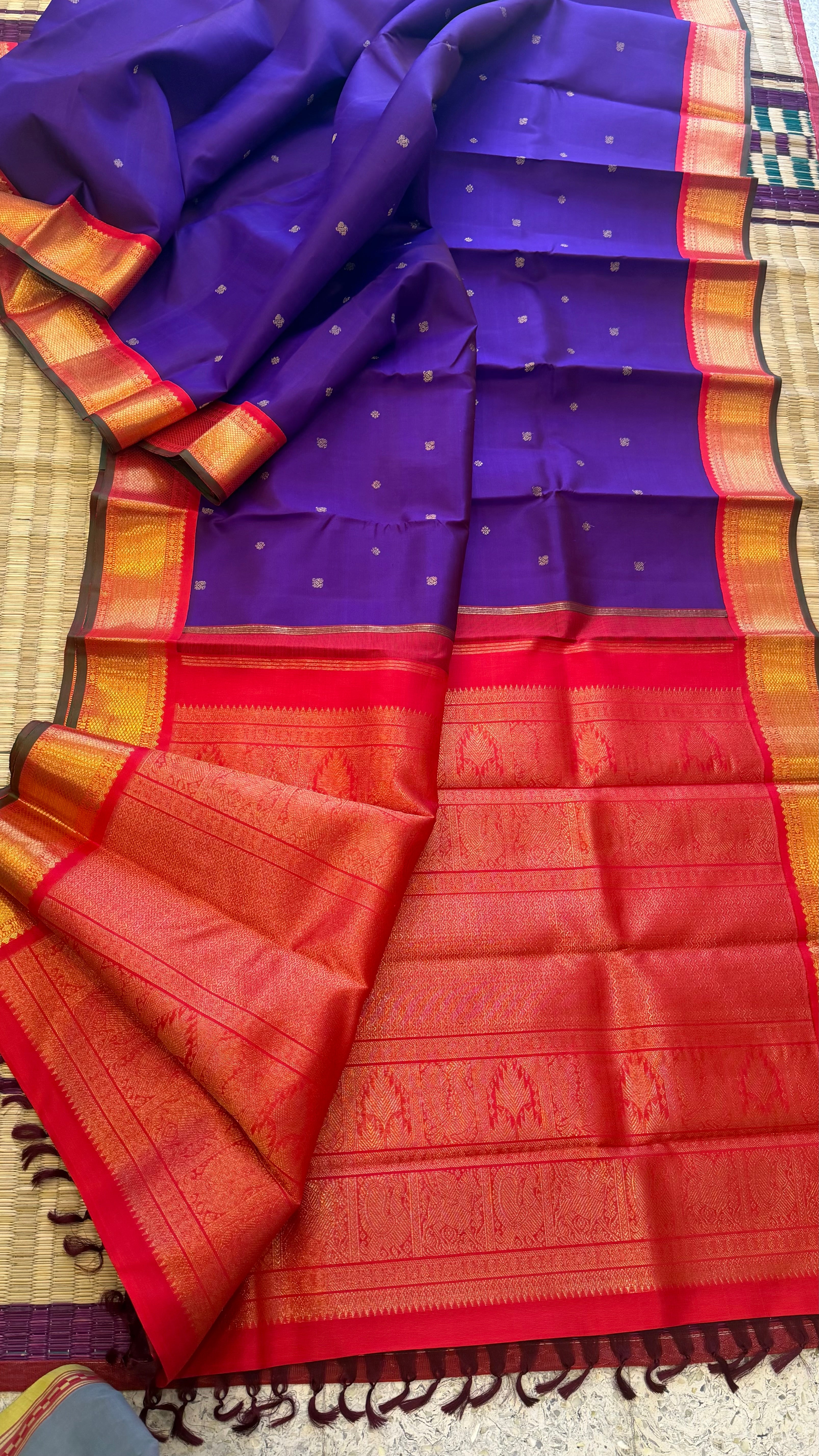 Deep purple Kai Korvai / Kanjipuram silk