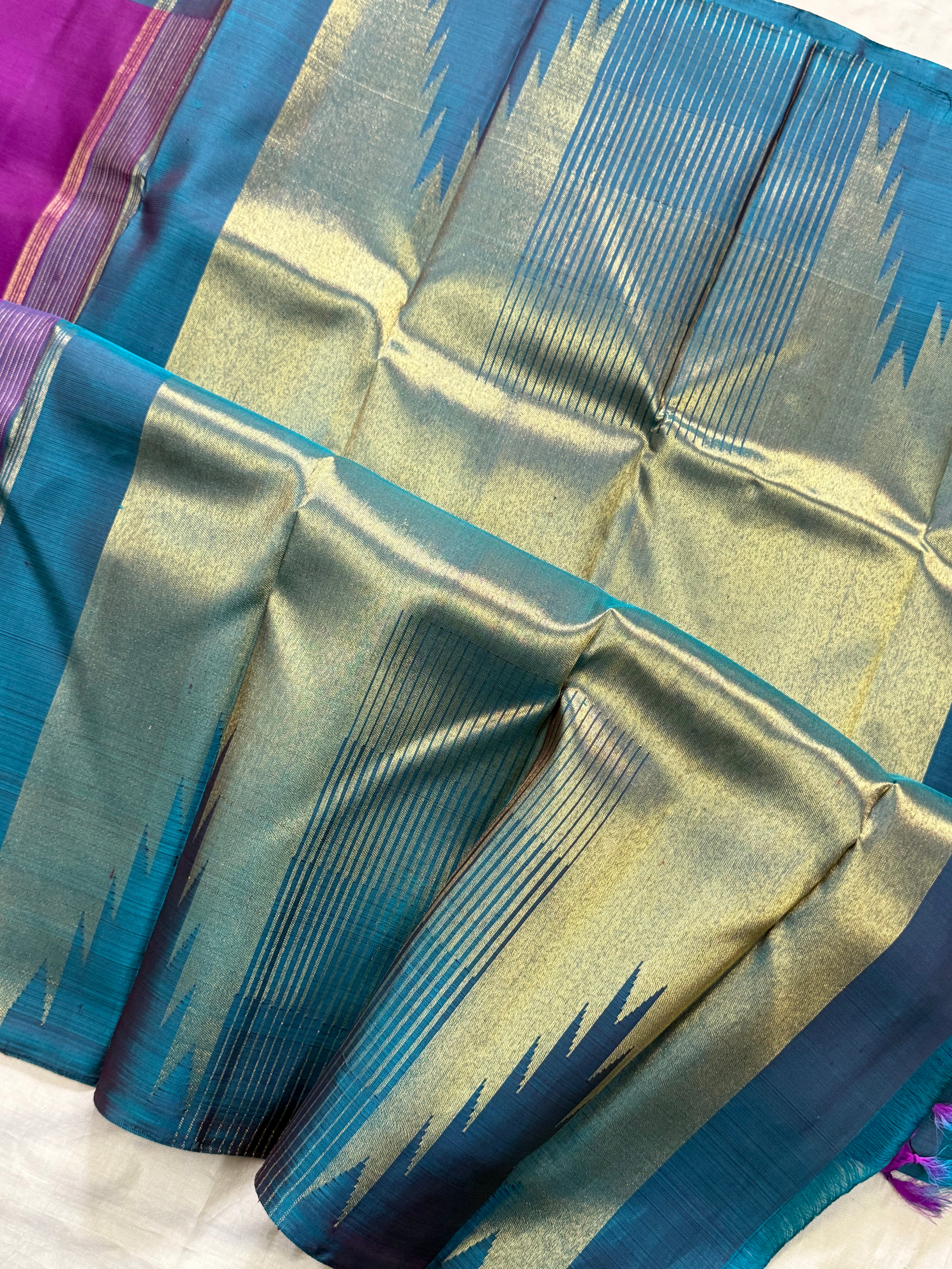 Vadamalli and teal blue border 8 kol temple/ Kanjipuram silk CLSA3076