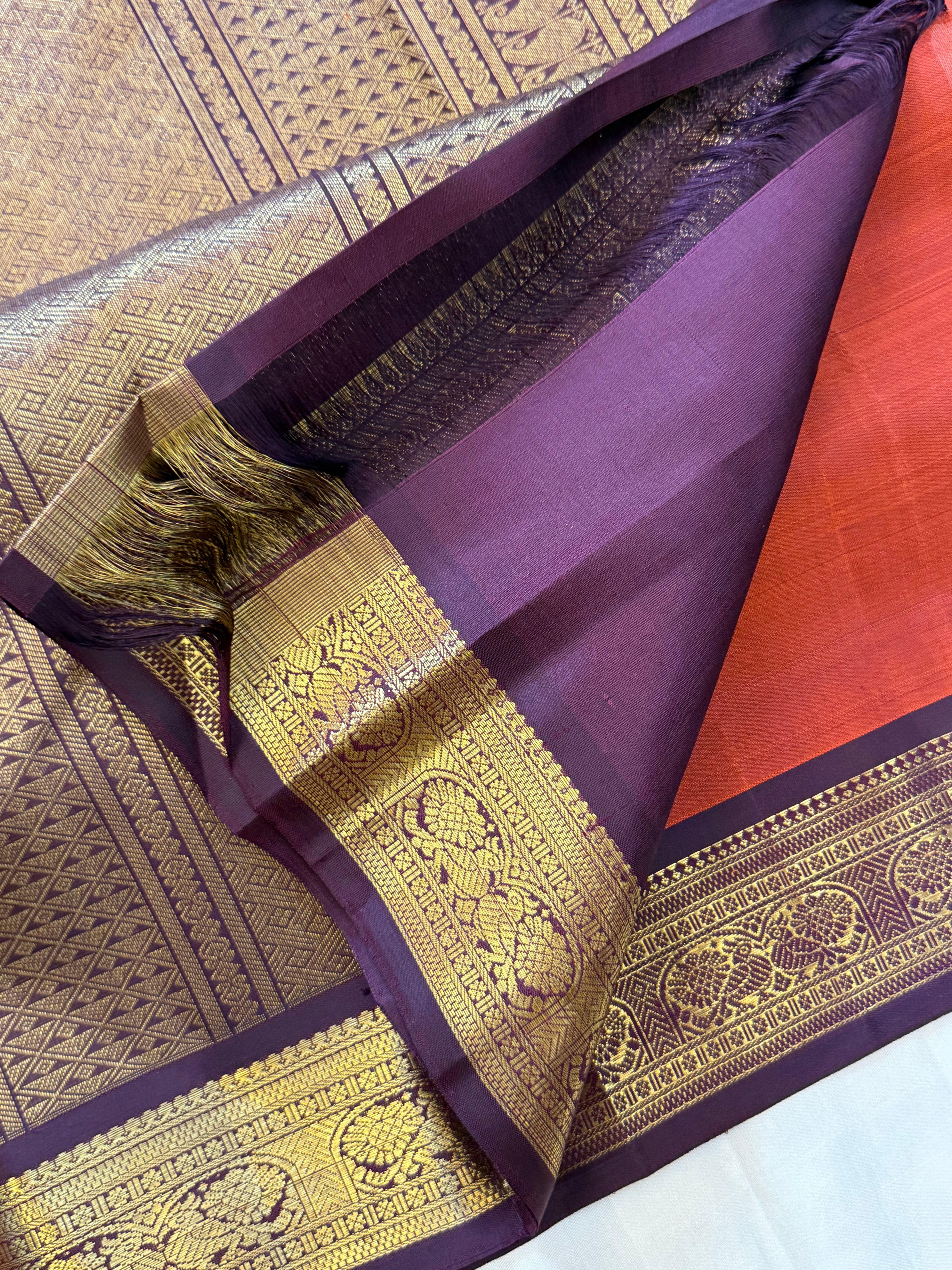 Rust Annam Butta Pure Kanjipuram silk