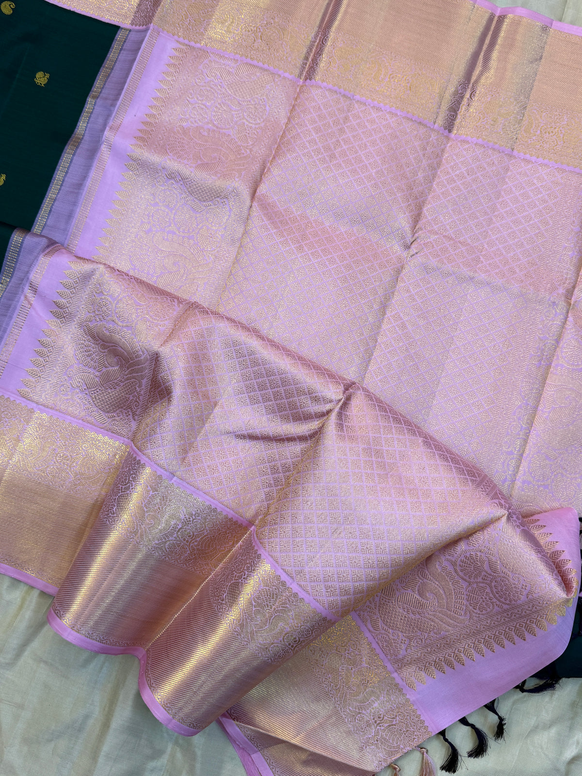 Green Zari butta Korvai/Aarani silk saree clsa 11089
