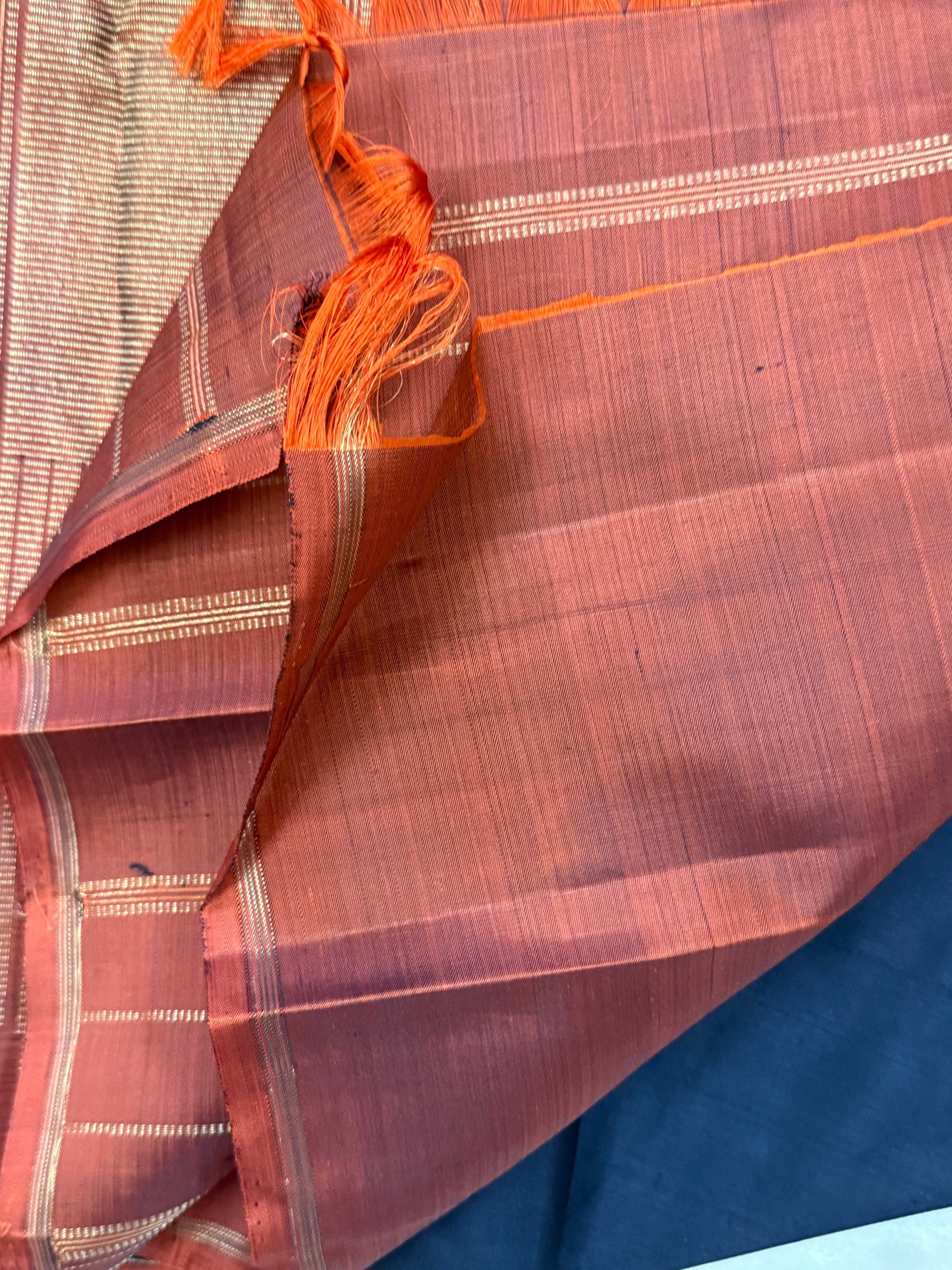 Black and rust borderless/ Kanjipuram silk