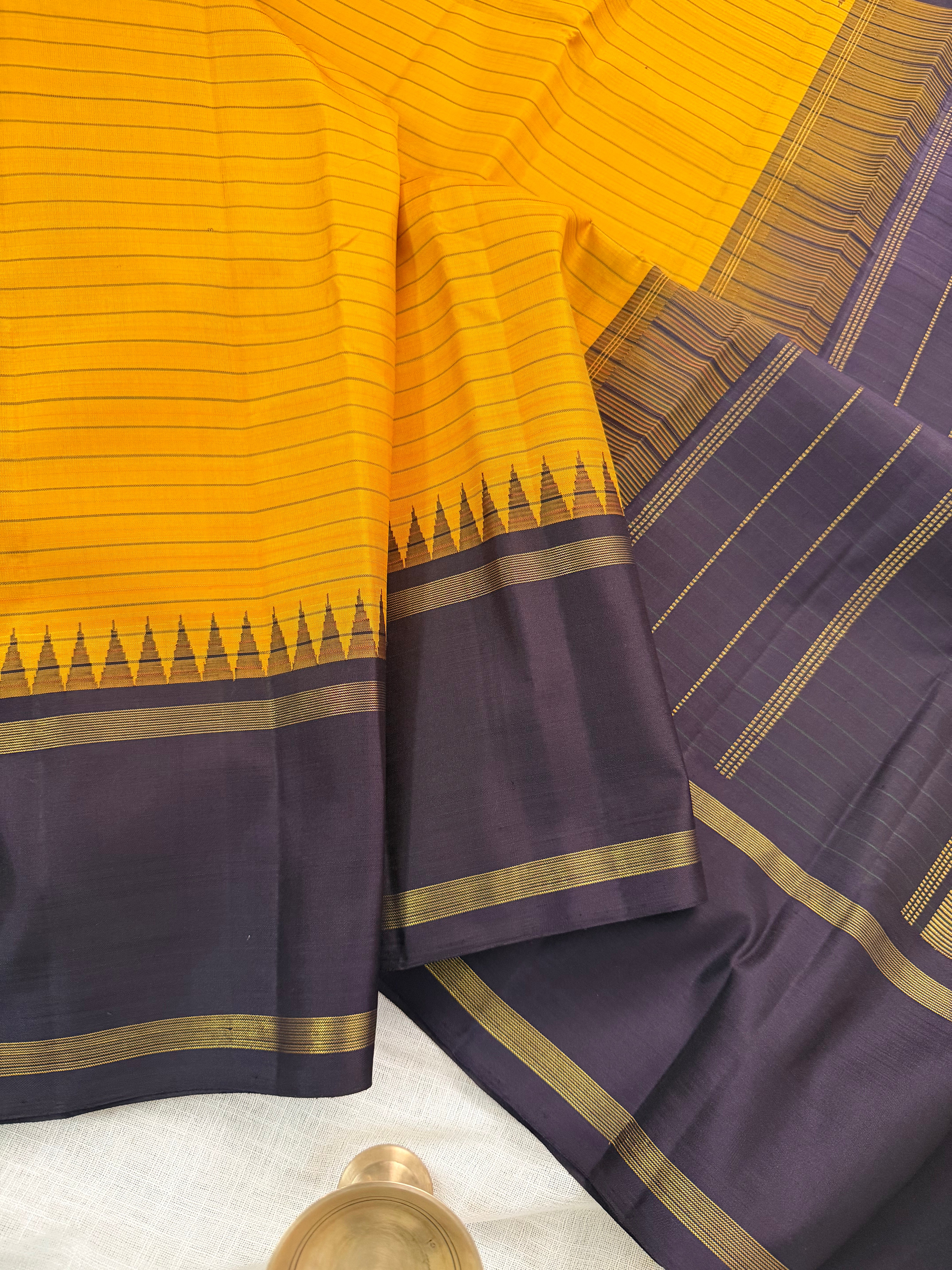 Mustard yellow  korvai   / Arani silk