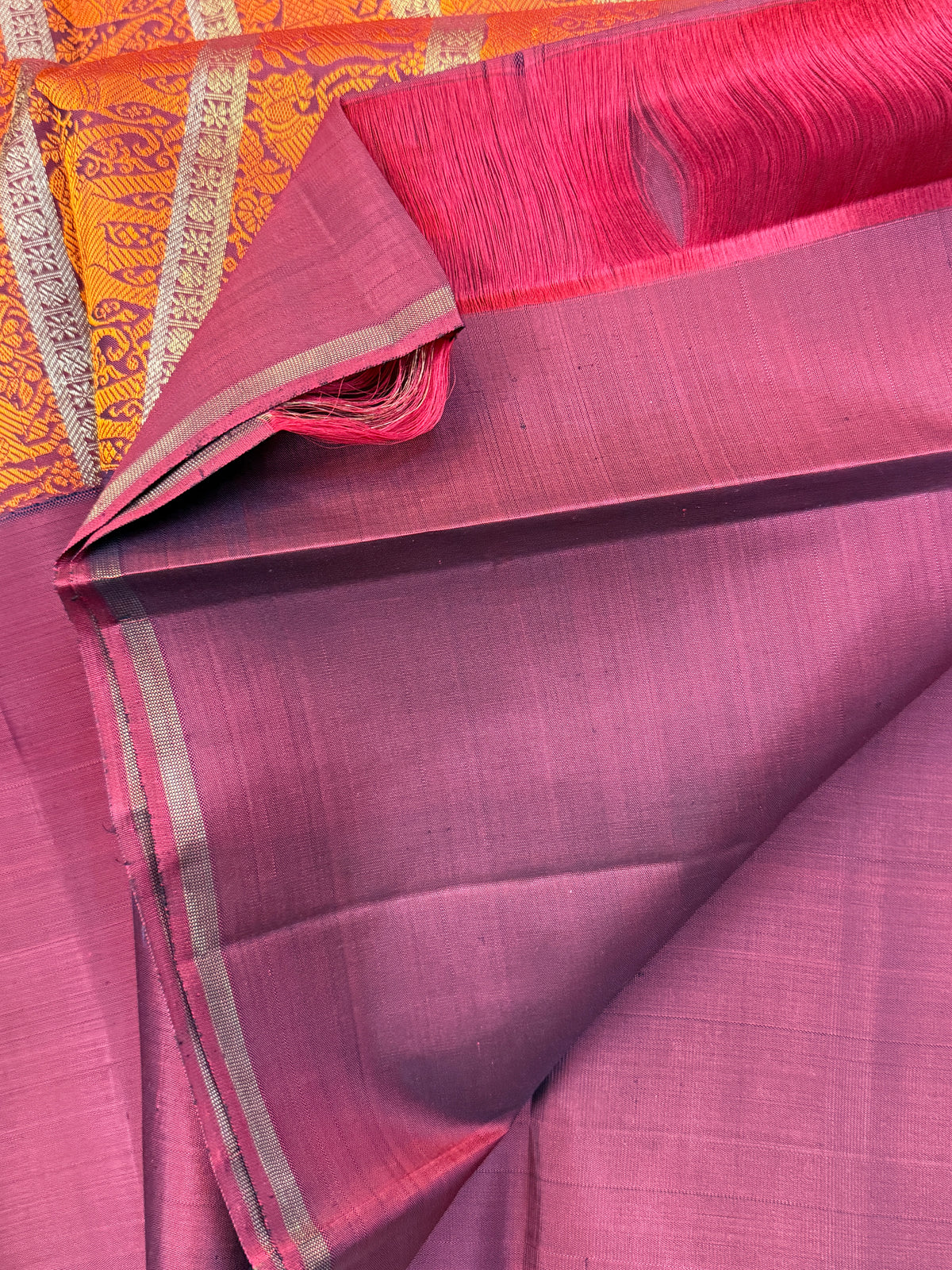 Vanasingaram Ganga Jamuna  thread work and border Korvai pure zari/ kanjipuram silk saree clsa 10092