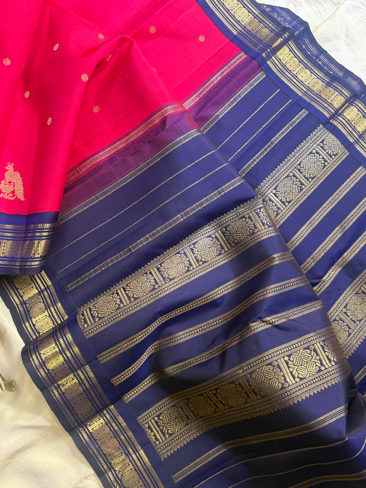 Dark pink beetu Butta Kai Korvai Kanjipuram silk
