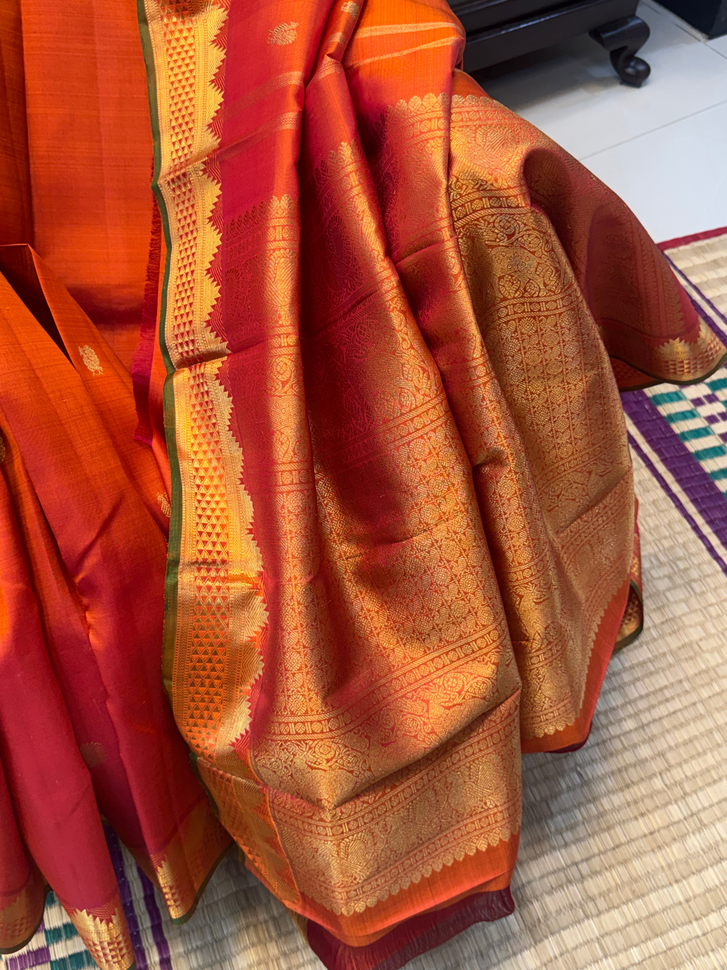 Rust arai madam border  / kanjipuram silk