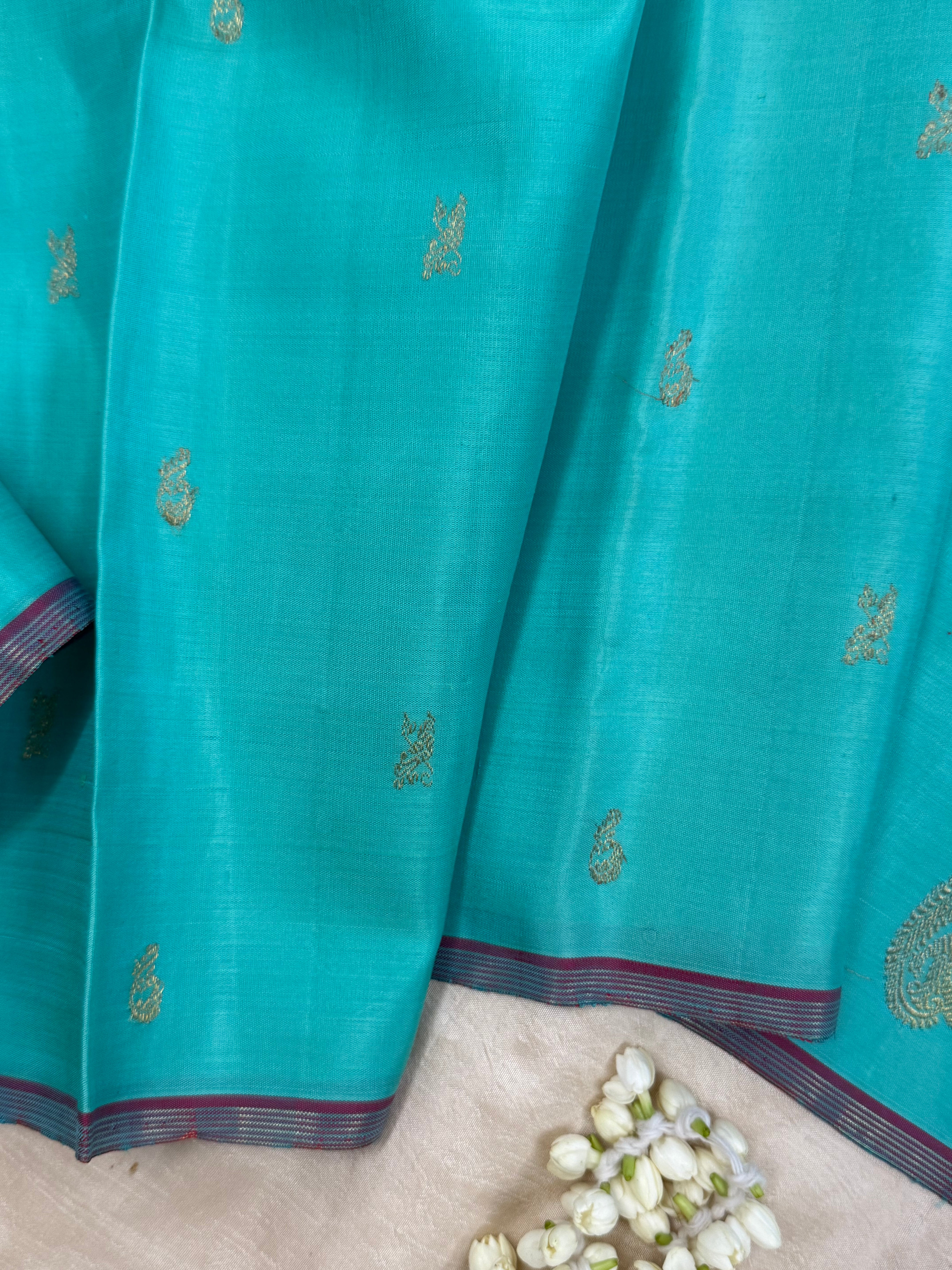Turquoise blue / Kanjipuram silk