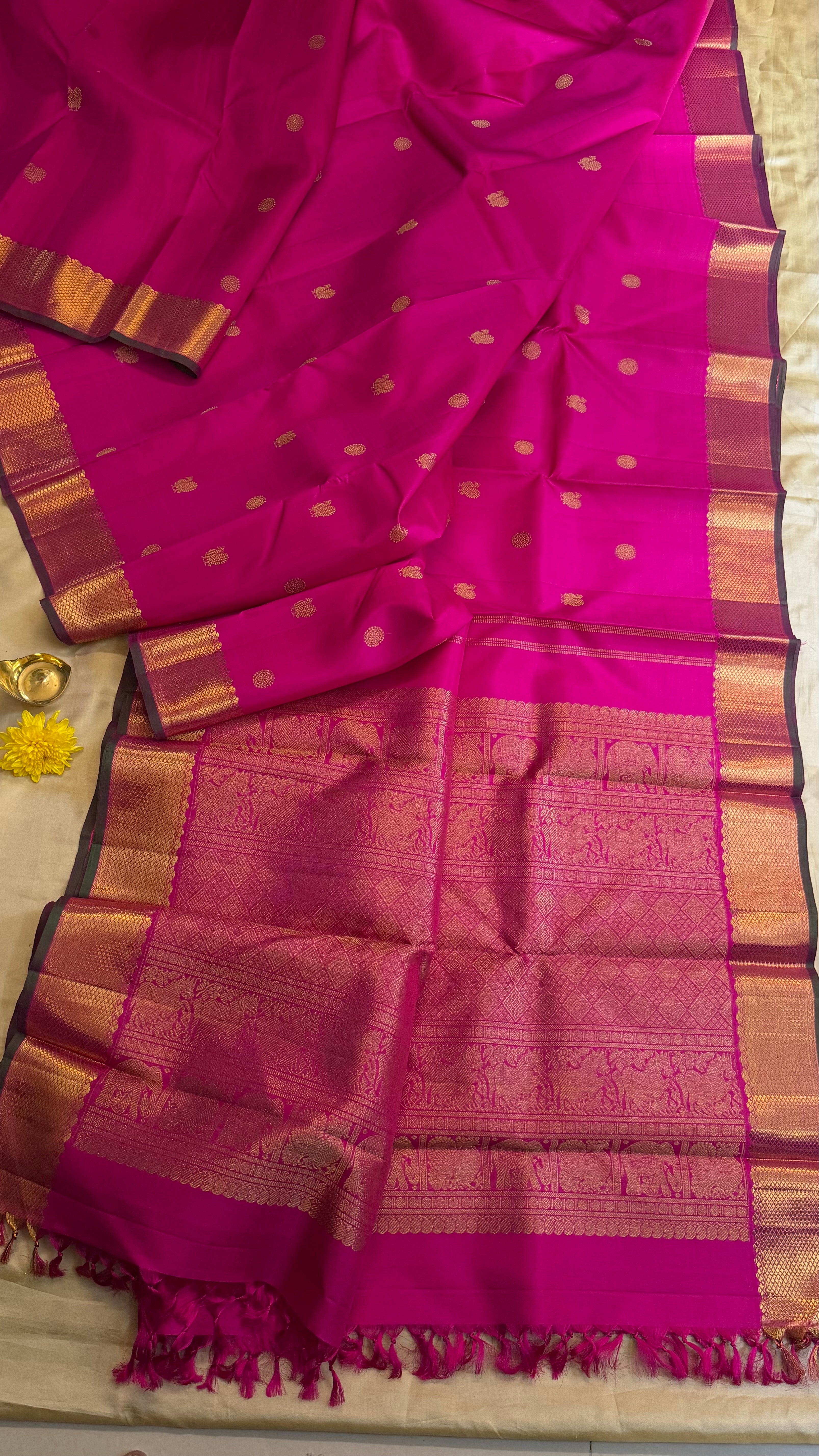 Pink getti border/ kanjipuram silk