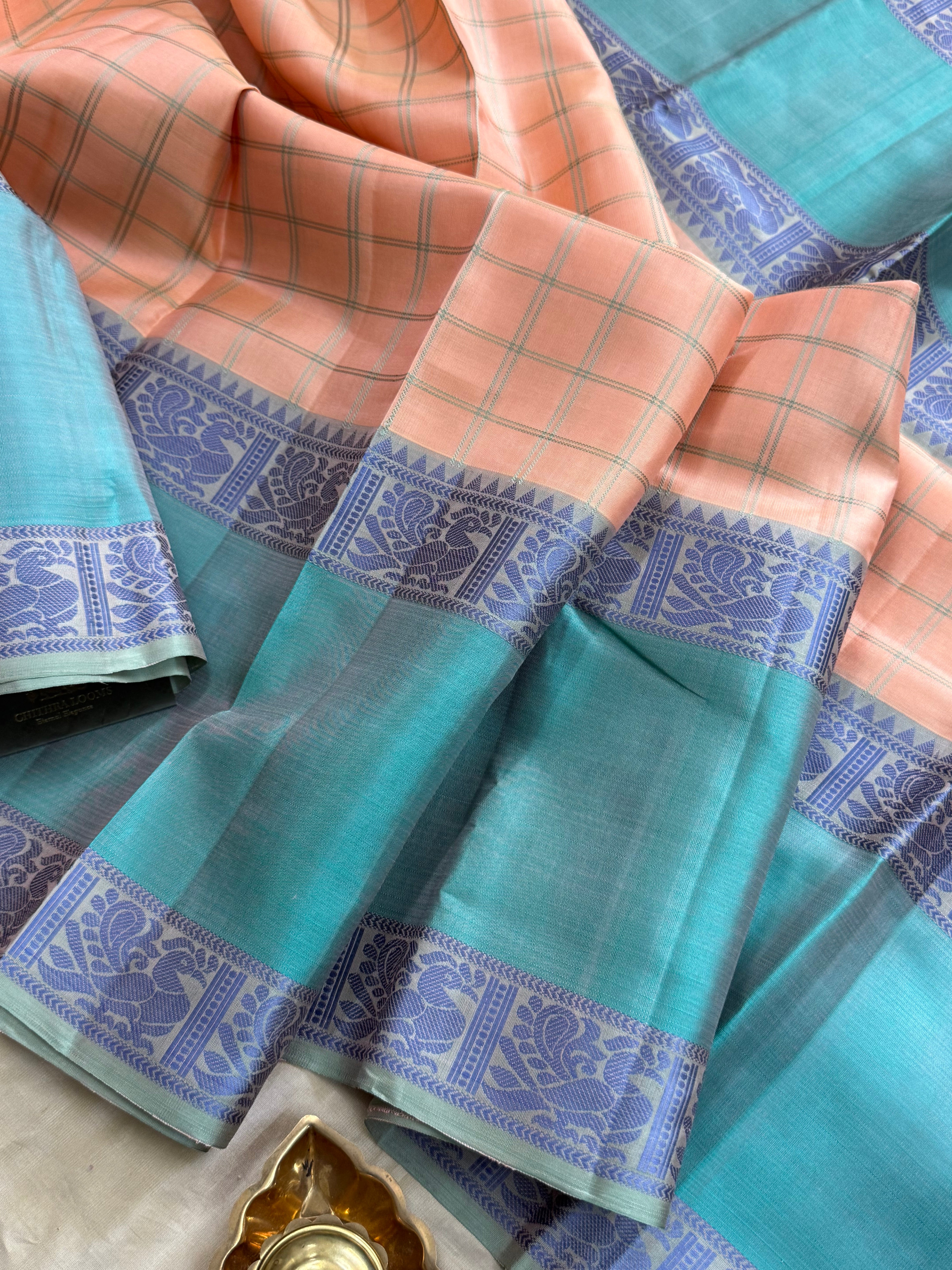 Blush pink kattam long border/ Varnangal Soft Silk CL6532