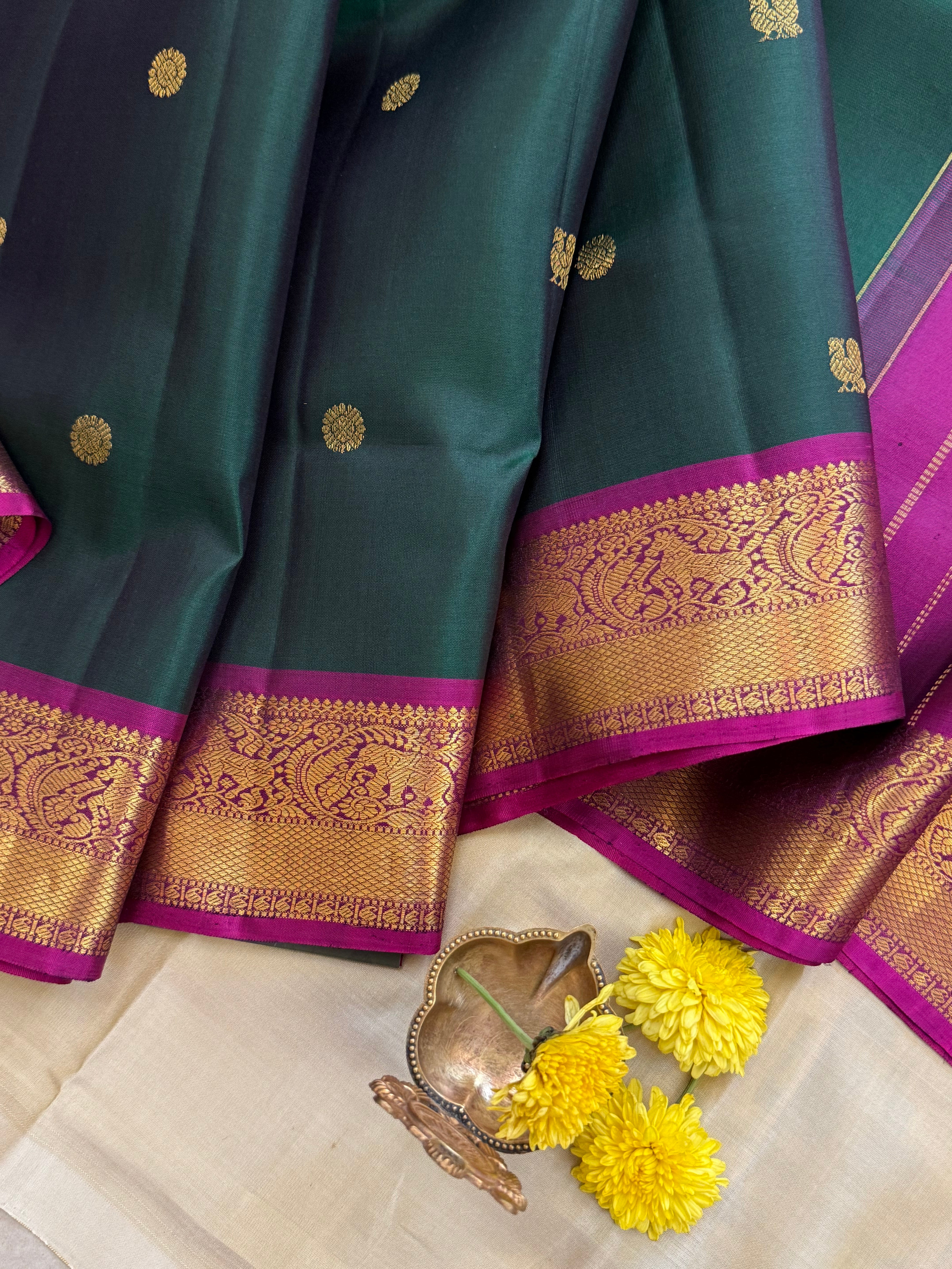 10 YARDS SEMI CONTRAST / KANJIPURAM SILK SAREE CLSA 10568
