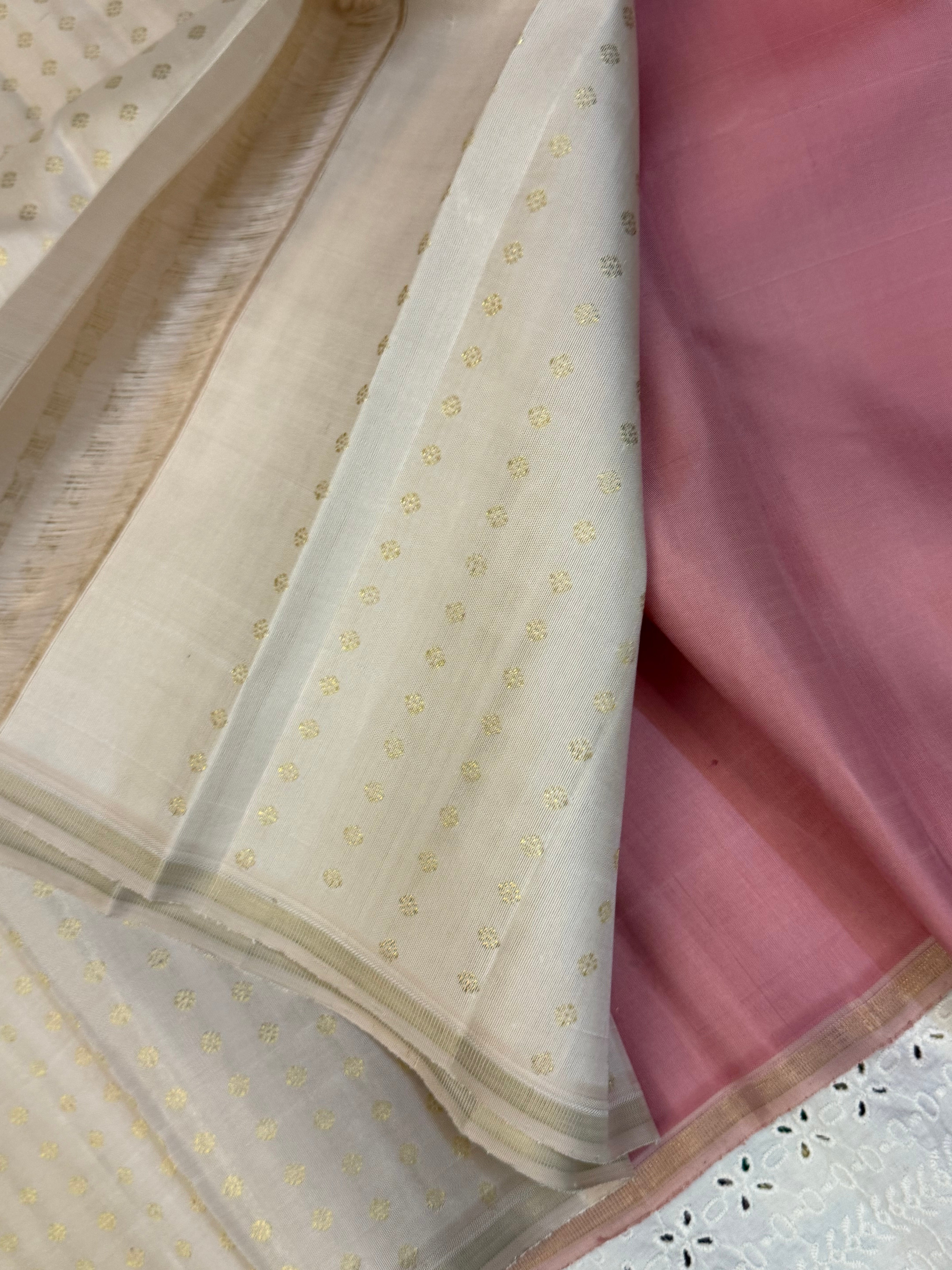 Pastel pink with lotus Butta border less / kanjipuram silk saree CLSA9777
