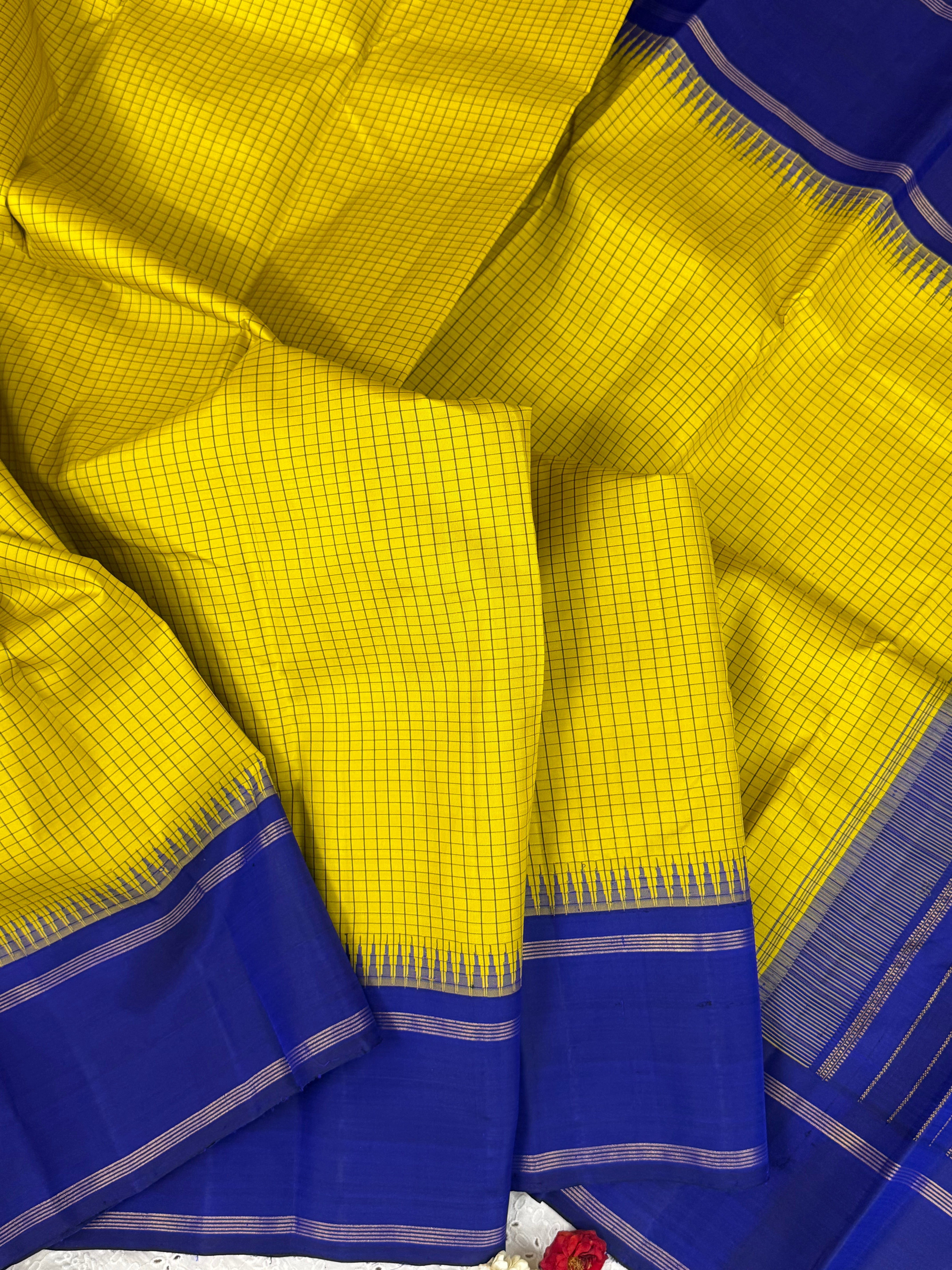 Sampanga and blue korvai/ Arani silk