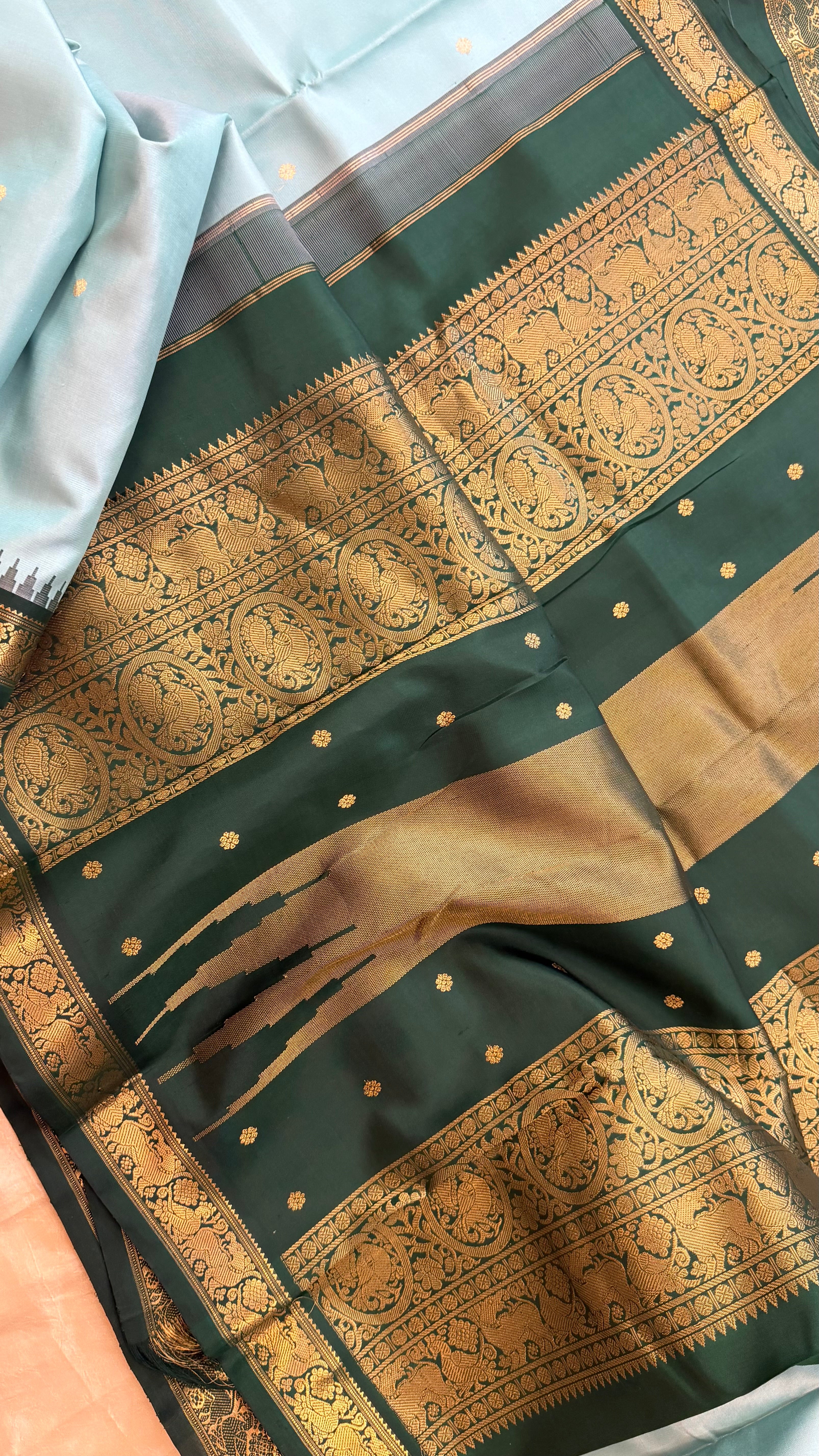 Blue Korvai green border.  / special edition