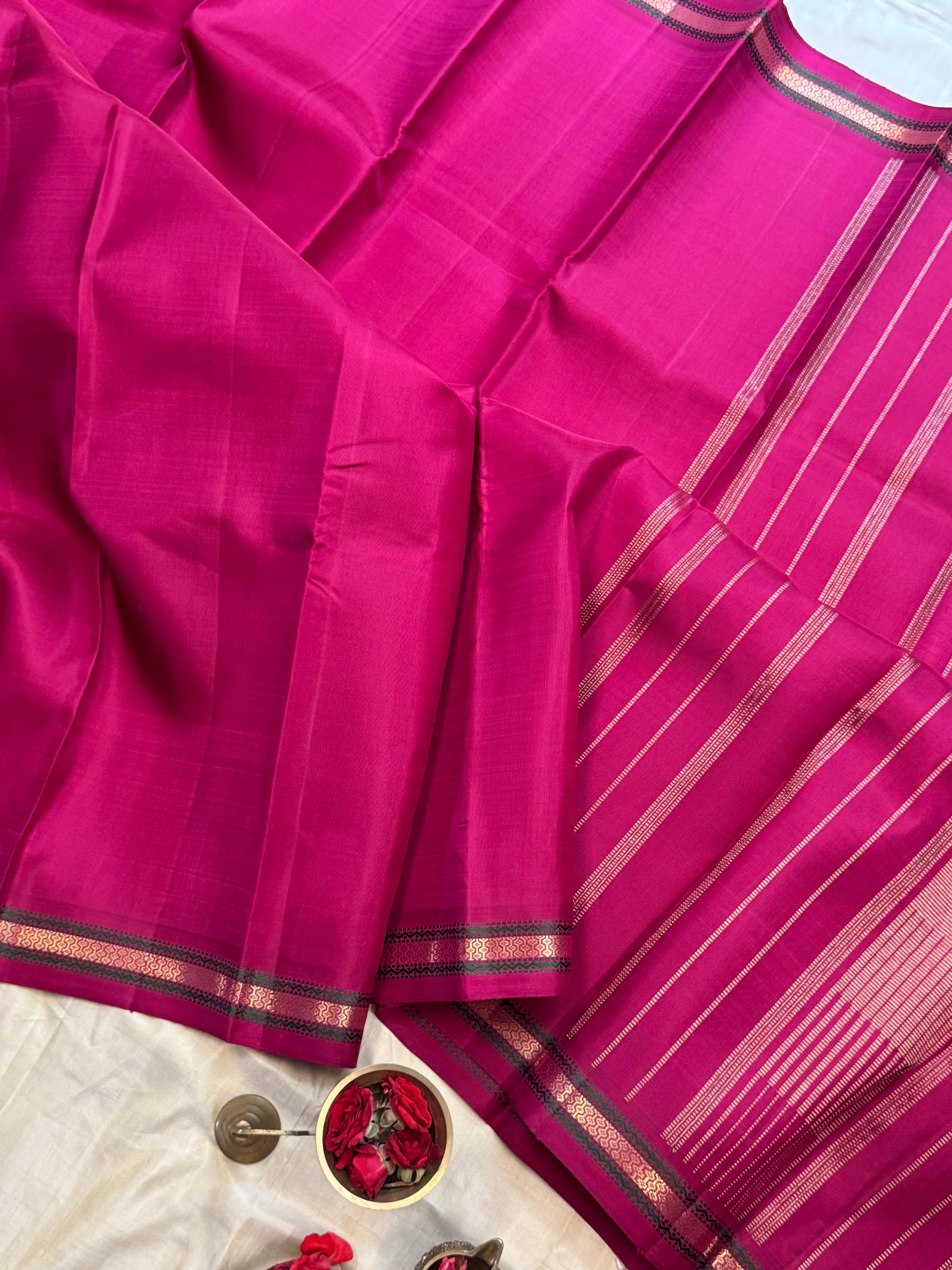 Pink small border/ Kanjipuram silk