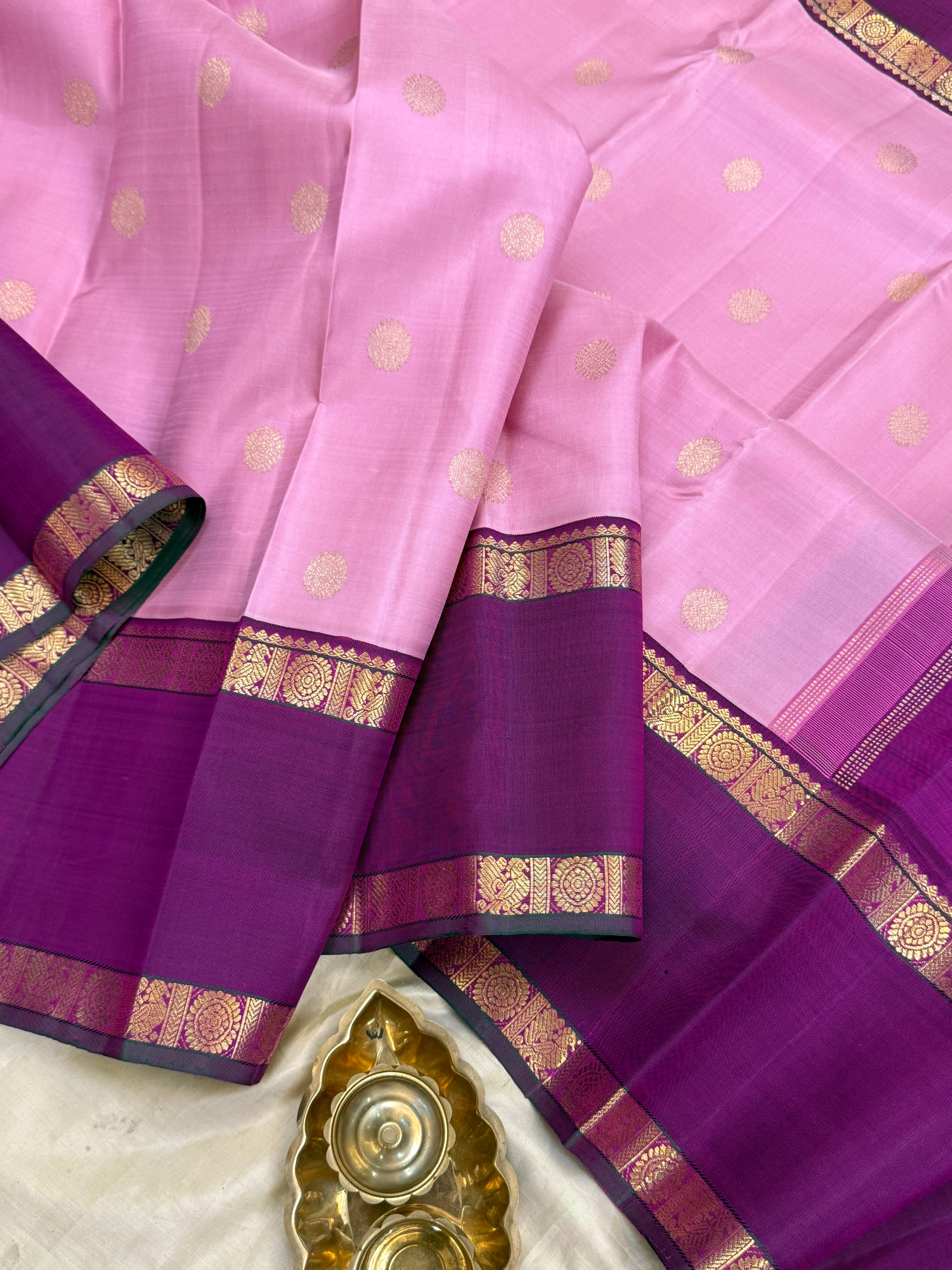 Pastel pink retta pet Kanjipuram silk