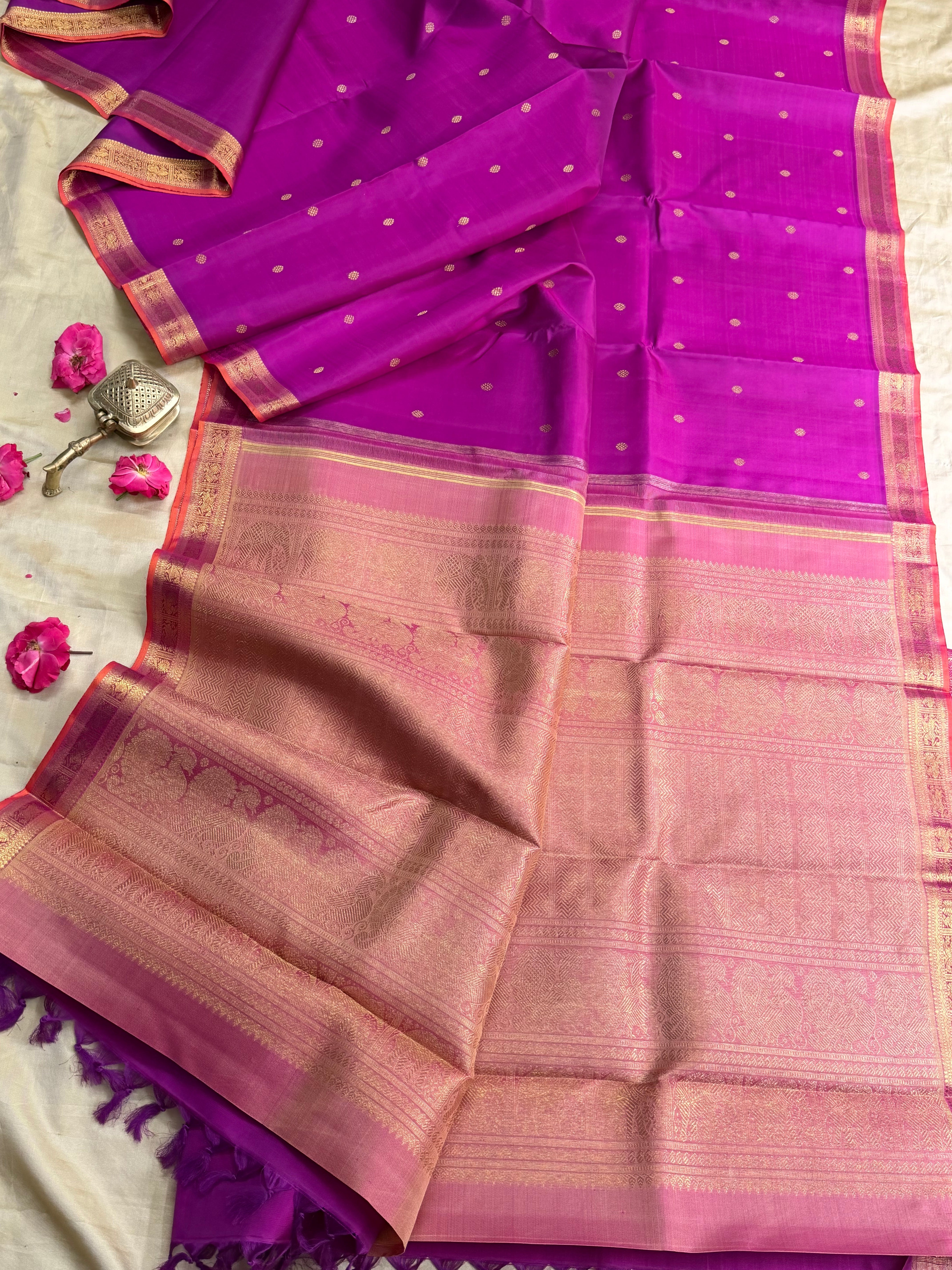 Vaadamalli small border pure Zari Kanjipuram silk CLSA3624