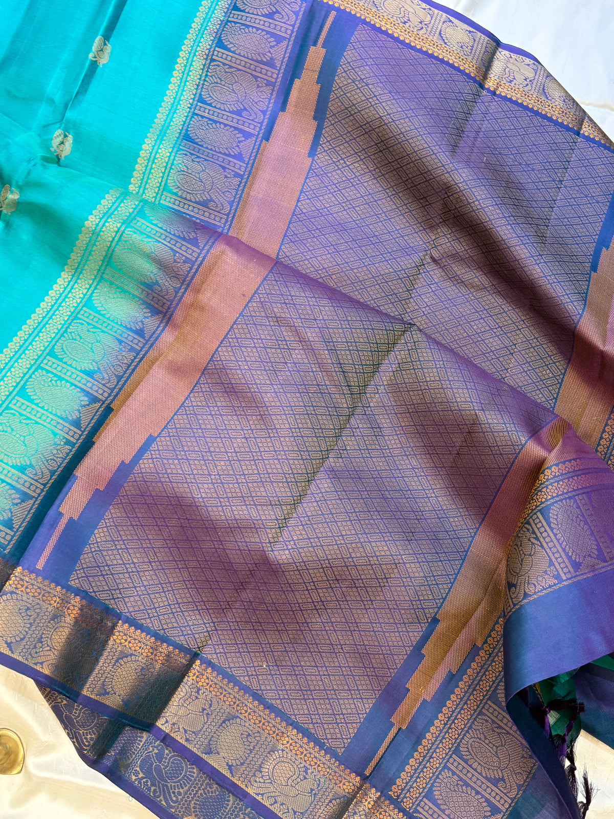 Rama blue annam pet border / varnangal soft silk – chithraloomsbyCK