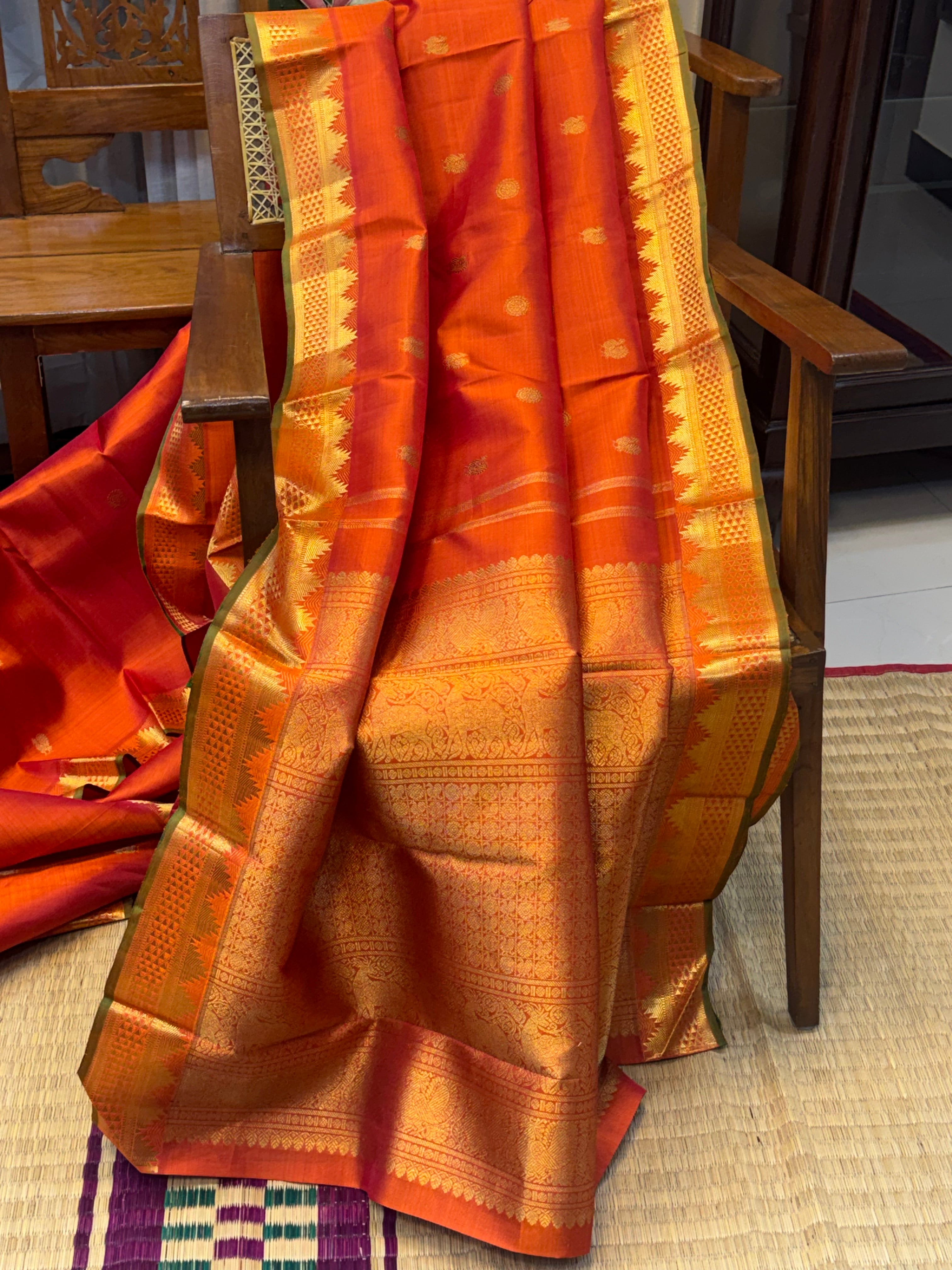 Rust arai madam border  / kanjipuram silk