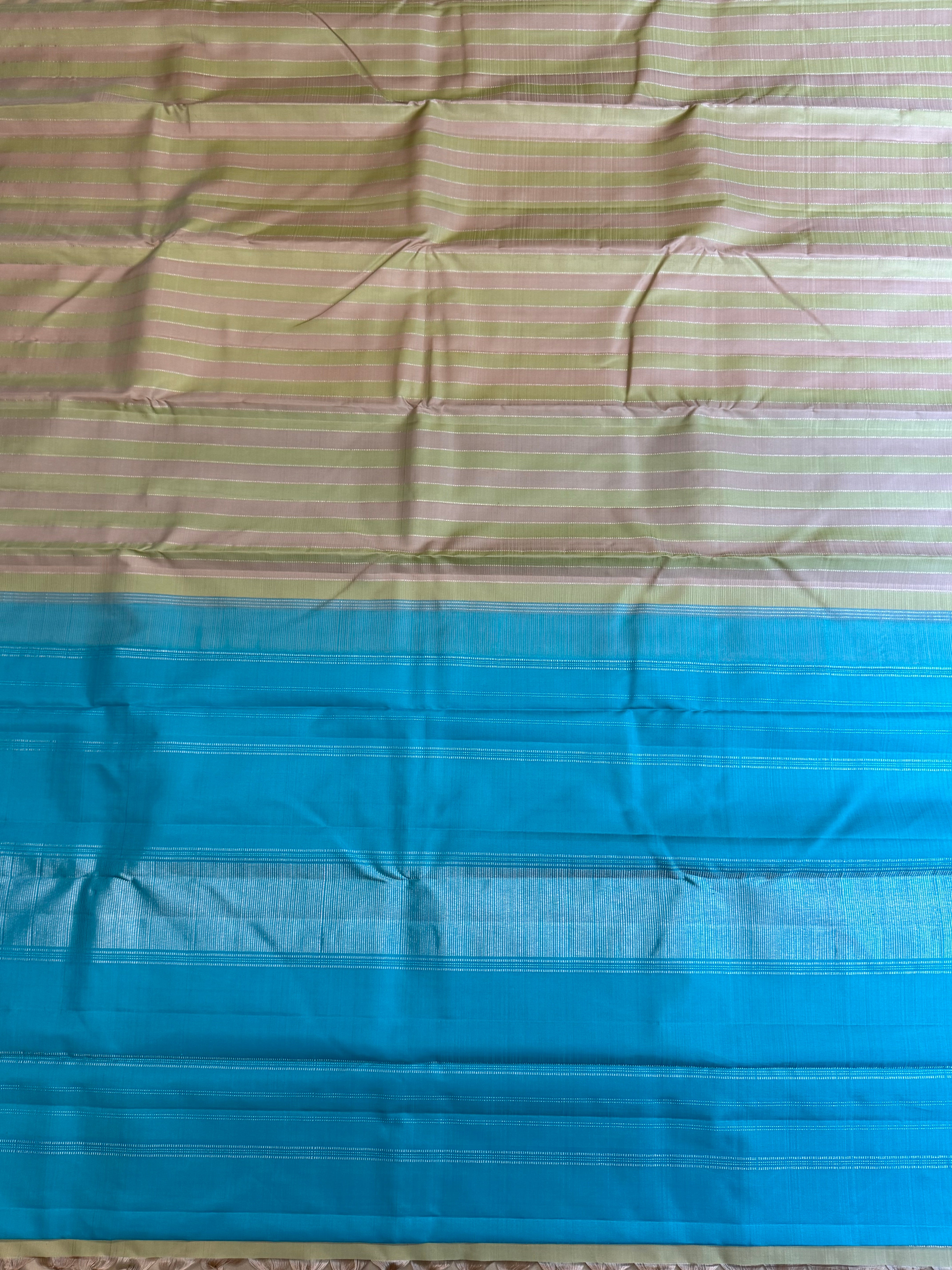 Pastel pink and green borderless/ Arani silk