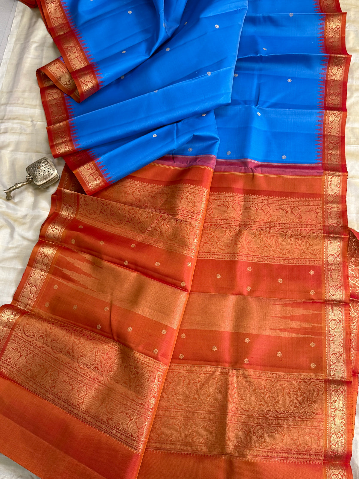Sky blue Korvai Zari butta / Special Edition Silk CLSA 11908