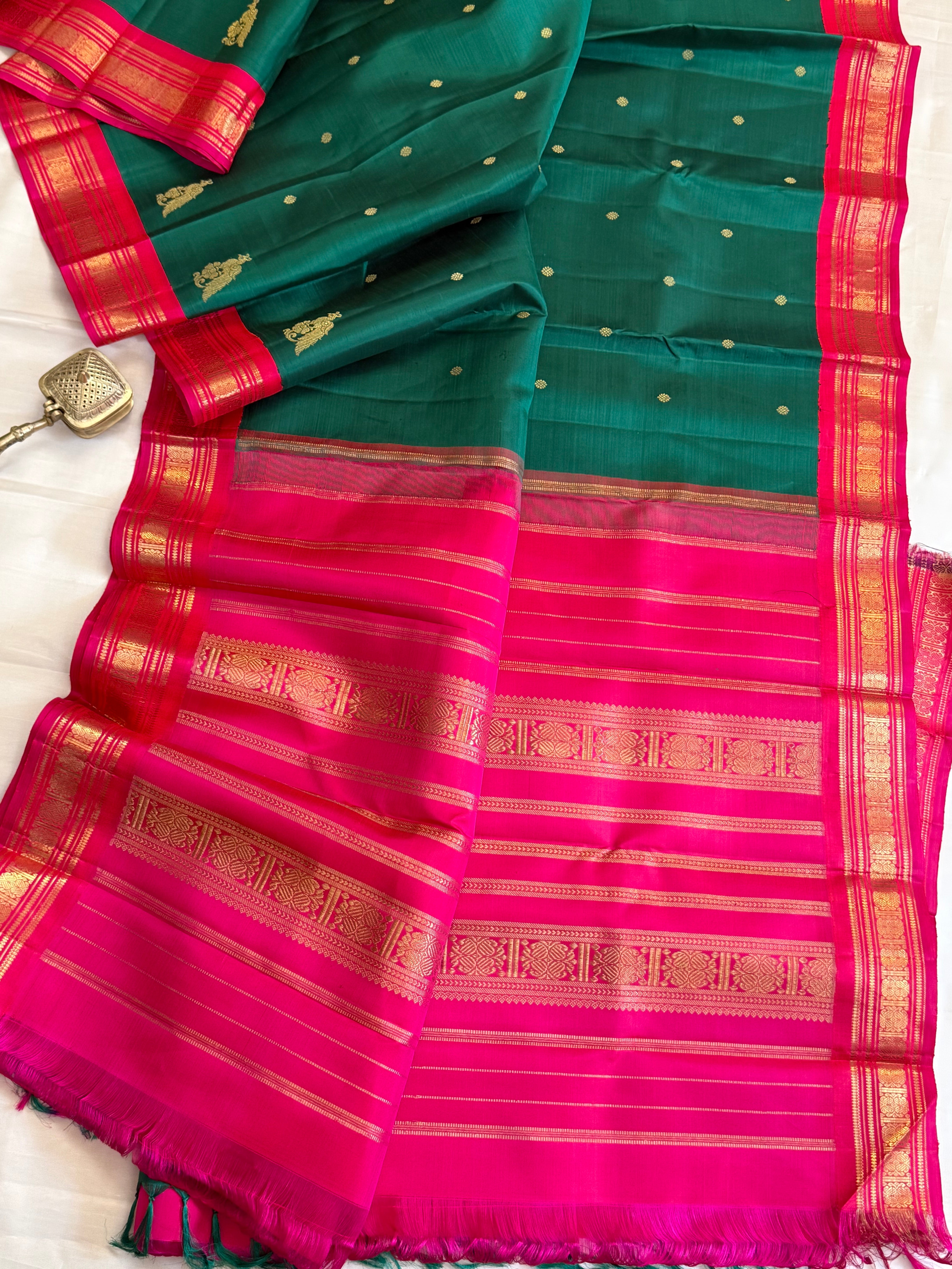 Vintage recreated saree Korvai Pure Kanjipuram silk CLSA10127