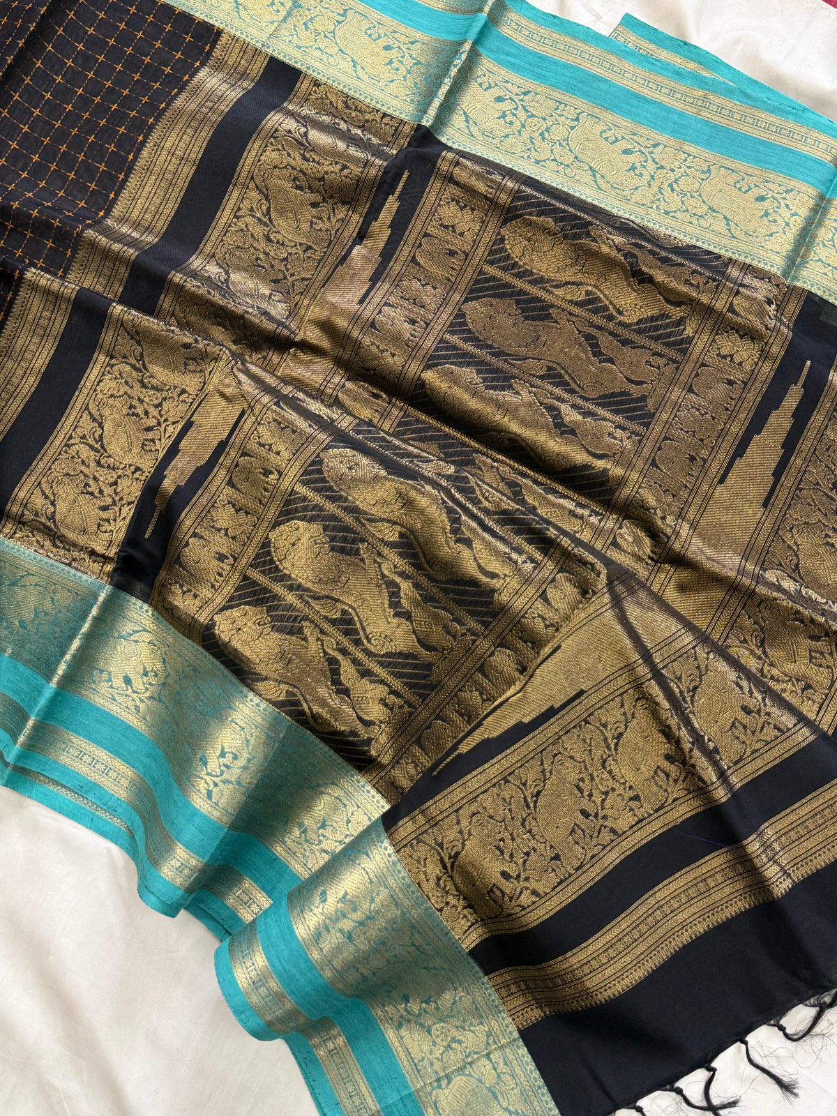 Black plus butta / Silk Cotton Saree CLSA10215