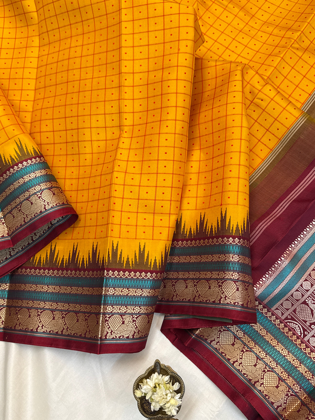 festivel edit _special edition _ mango yellow laksham Butta Korvai /silk saree clsa 12434