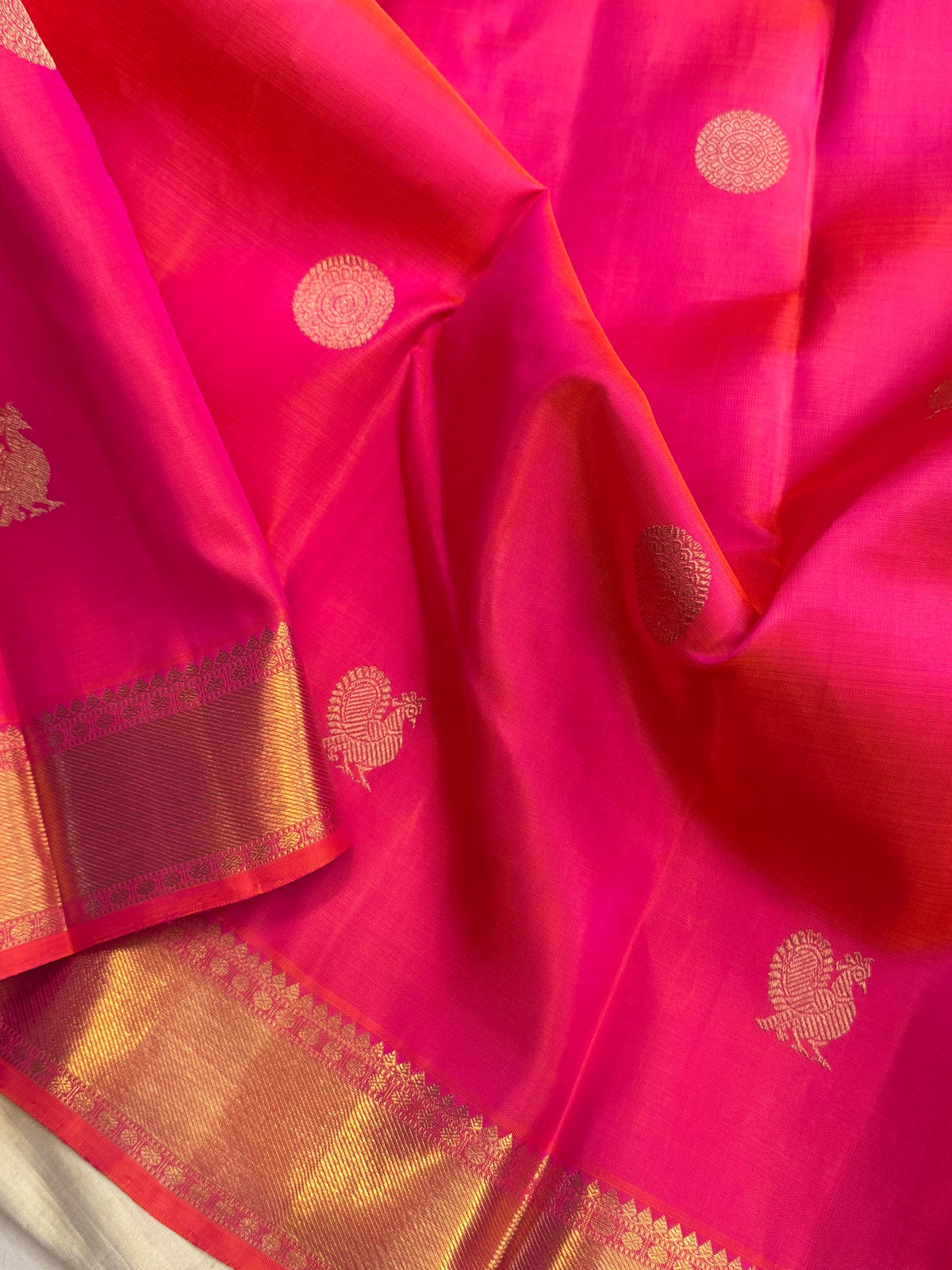 Pinkish orange getti border/ Kanjipuram silk