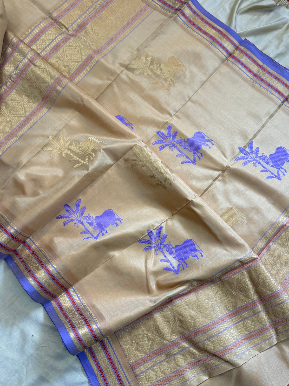 Special edition-sandal border with body Zari butta  silk saree/clsa 12545