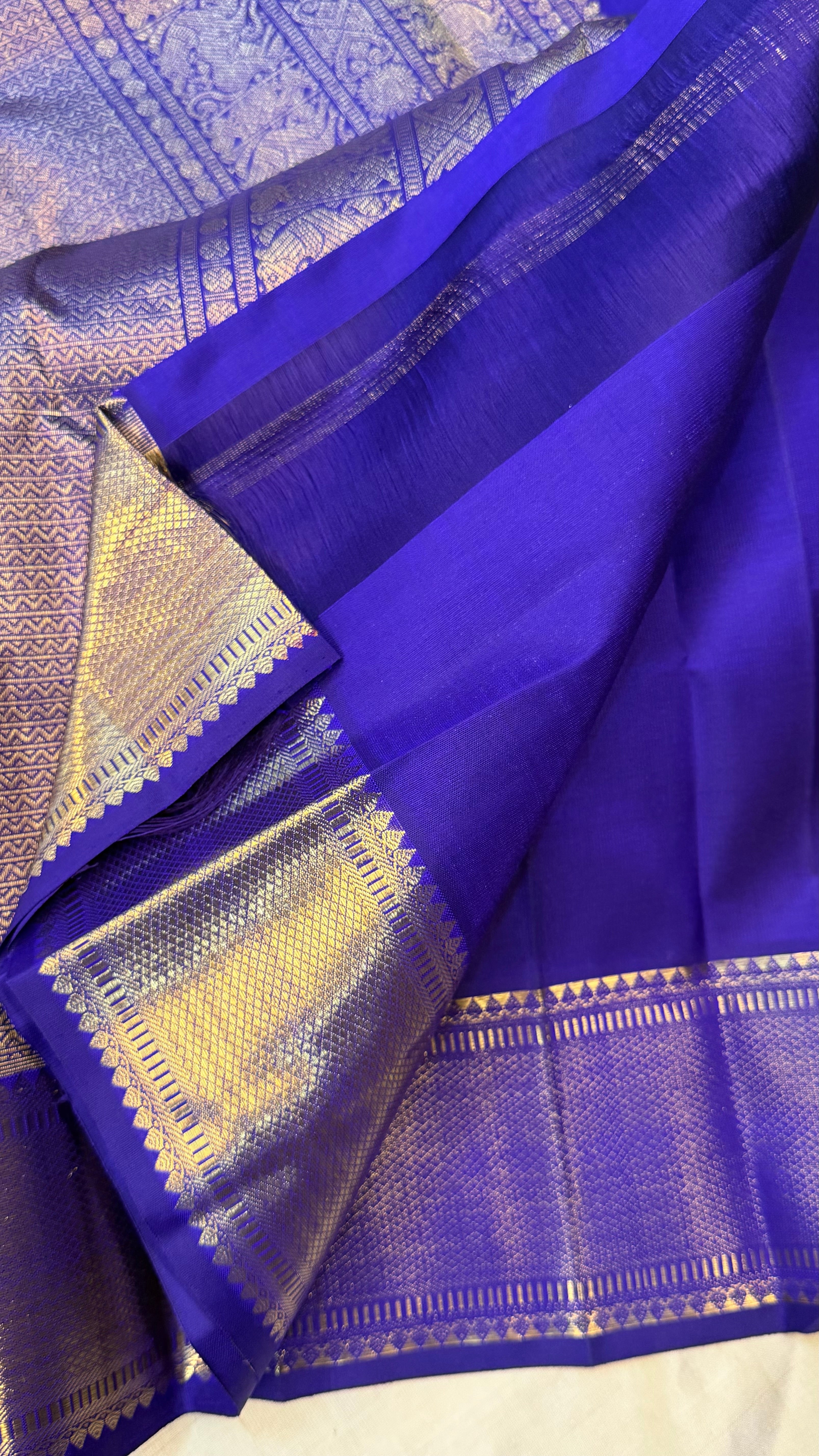 Purplish blue getti border/ kanjipuram silk