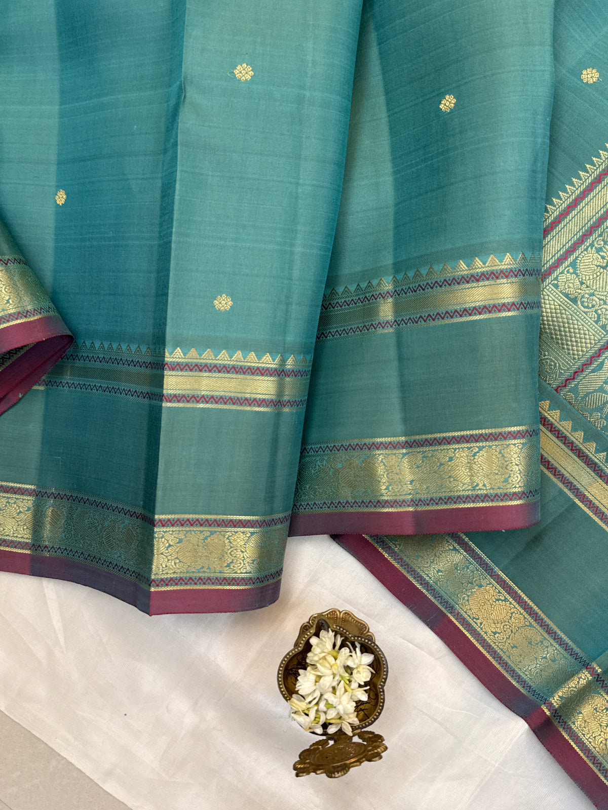 festivel edit _special edition_ Pastel Teal colour and border Rettapet /silk saree clsa 12419